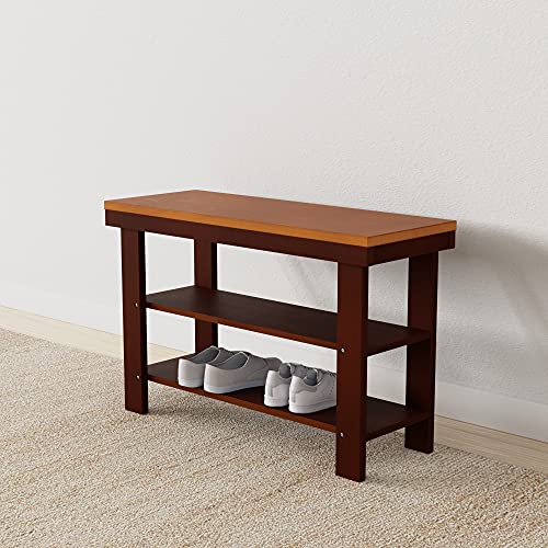 Amazon Basics Panca Portascarpe Pino 3 Livelli Espresso 70 cm