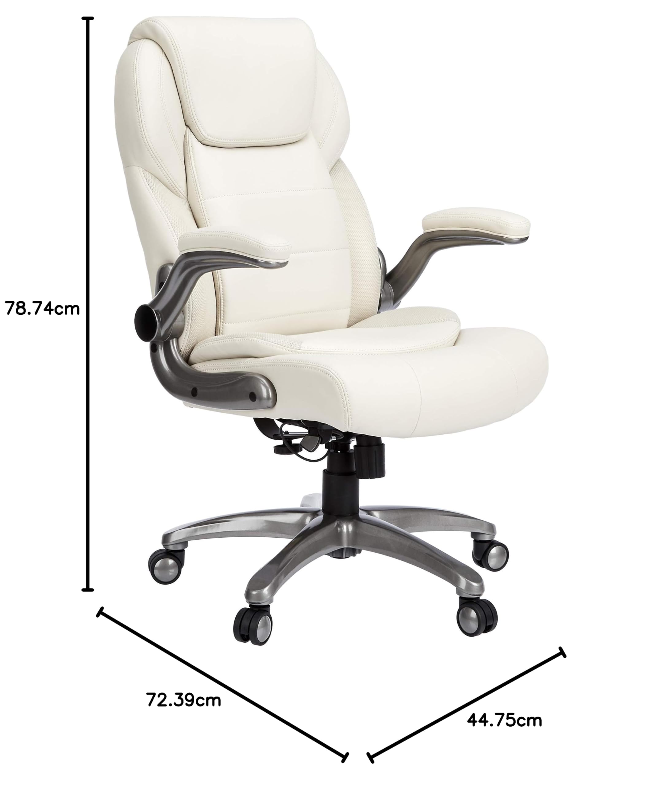 Amazon Basics Extra Comfort Sedia Ufficio Pelle Crema Schienale Alto