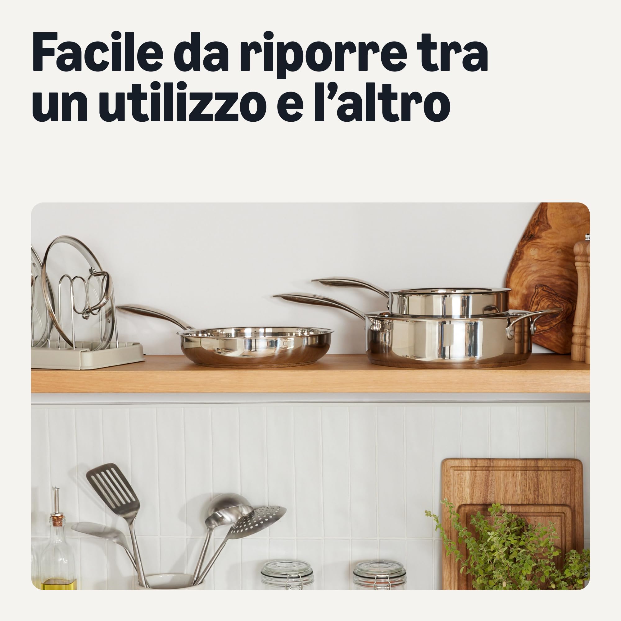 AmazonBasics Set Pentole Inox 5 Pezzi Induzione