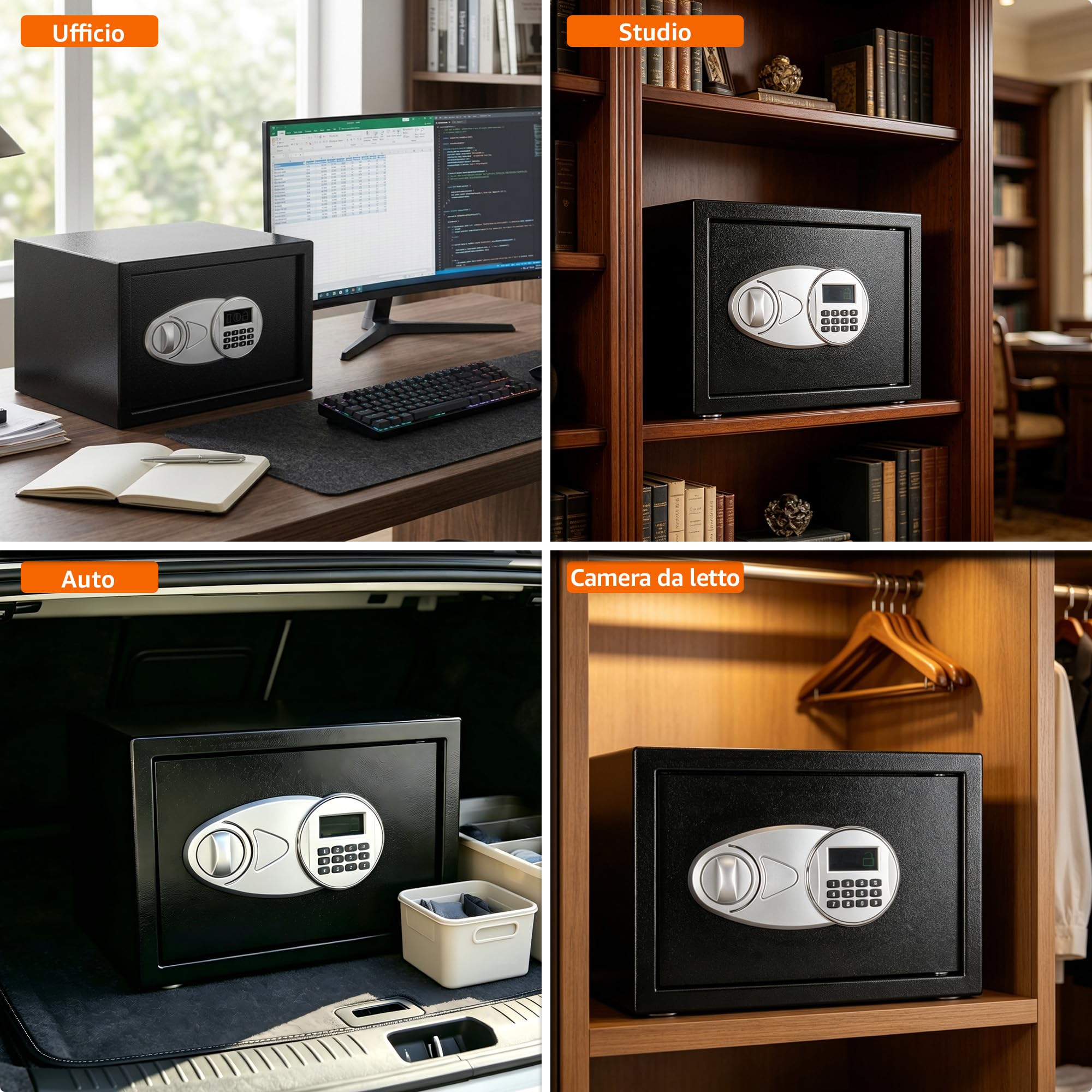 Amazon Basics Cassaforte Tastiera Digitale 14 Litri Nero Acciaio