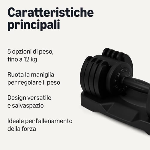 AmazonBasics Manubrio Regolabile Singolo 12 Kg Compatto