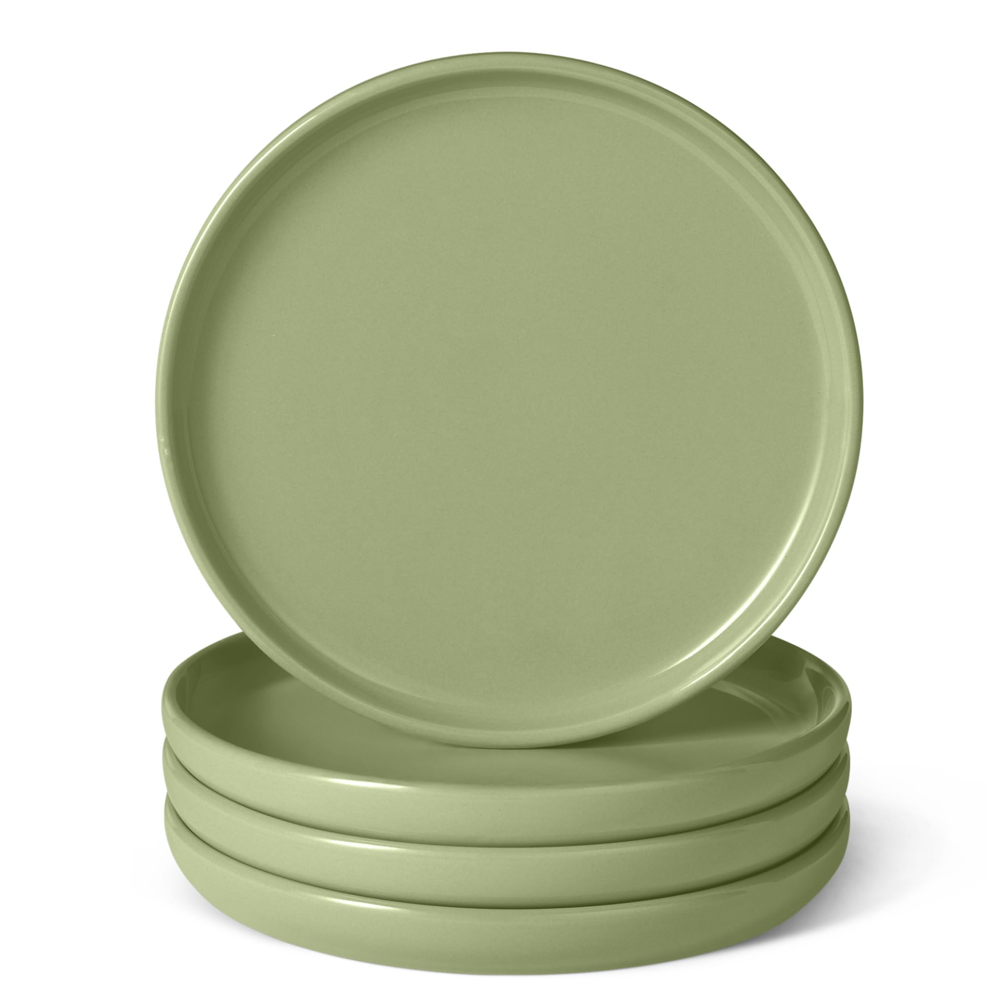 AmazonBasics Piatti Insalata 21 cm Verde Oliva Set 4 Pezzi Gres