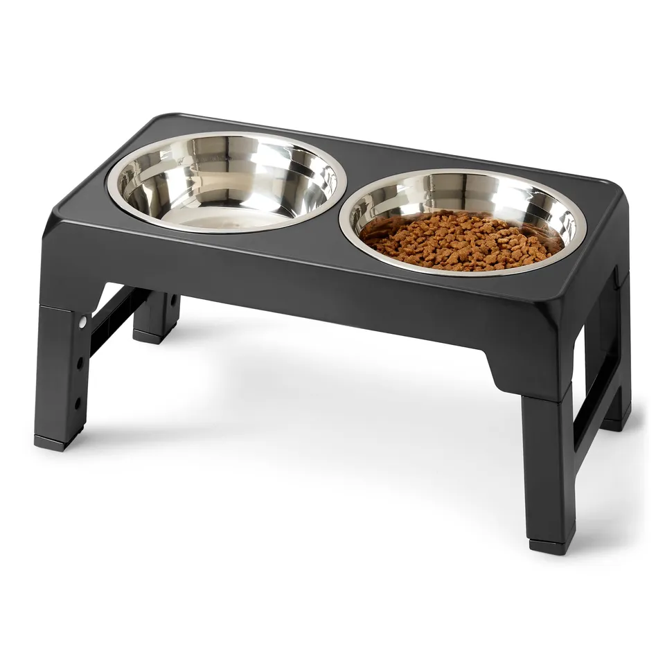 Amazon Basics supporto ciotole cane rialzato nero regolabile