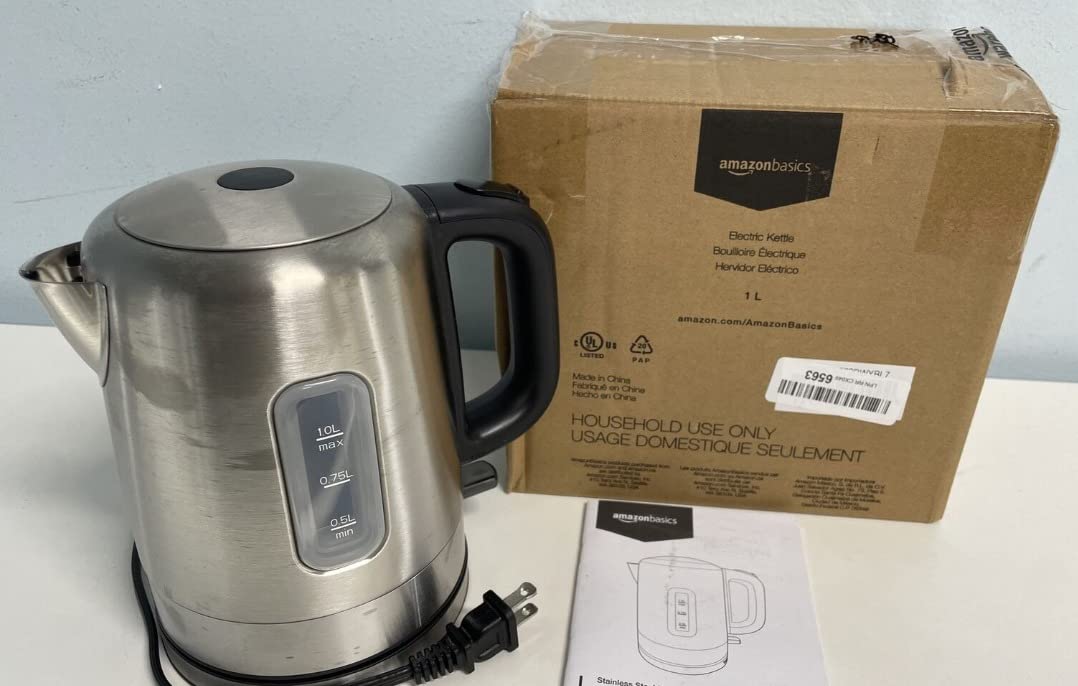 Amazon Basics Bollitore elettrico 1 L nero acciaio