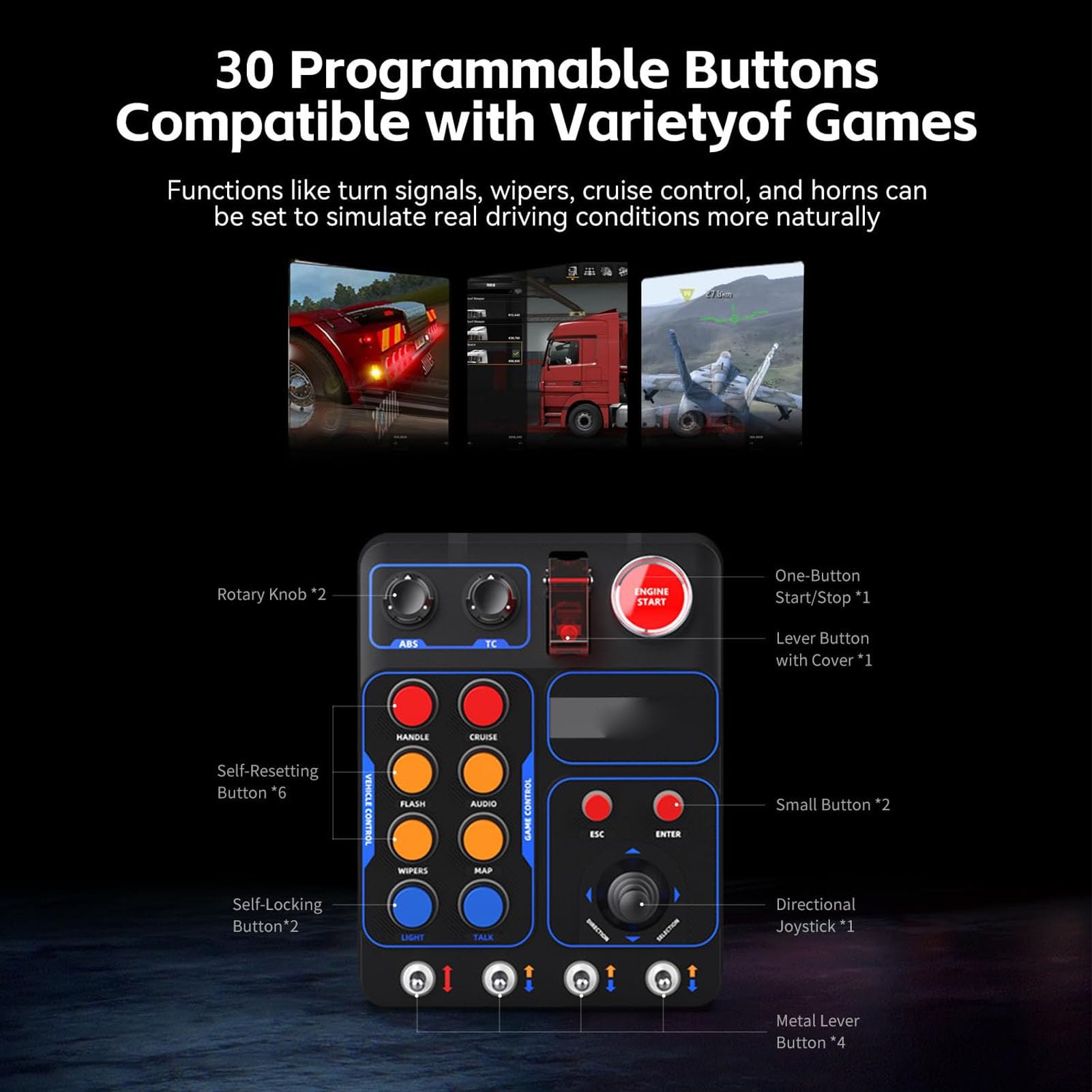 Elprico Race Control Box button box sim racing 30 tasti