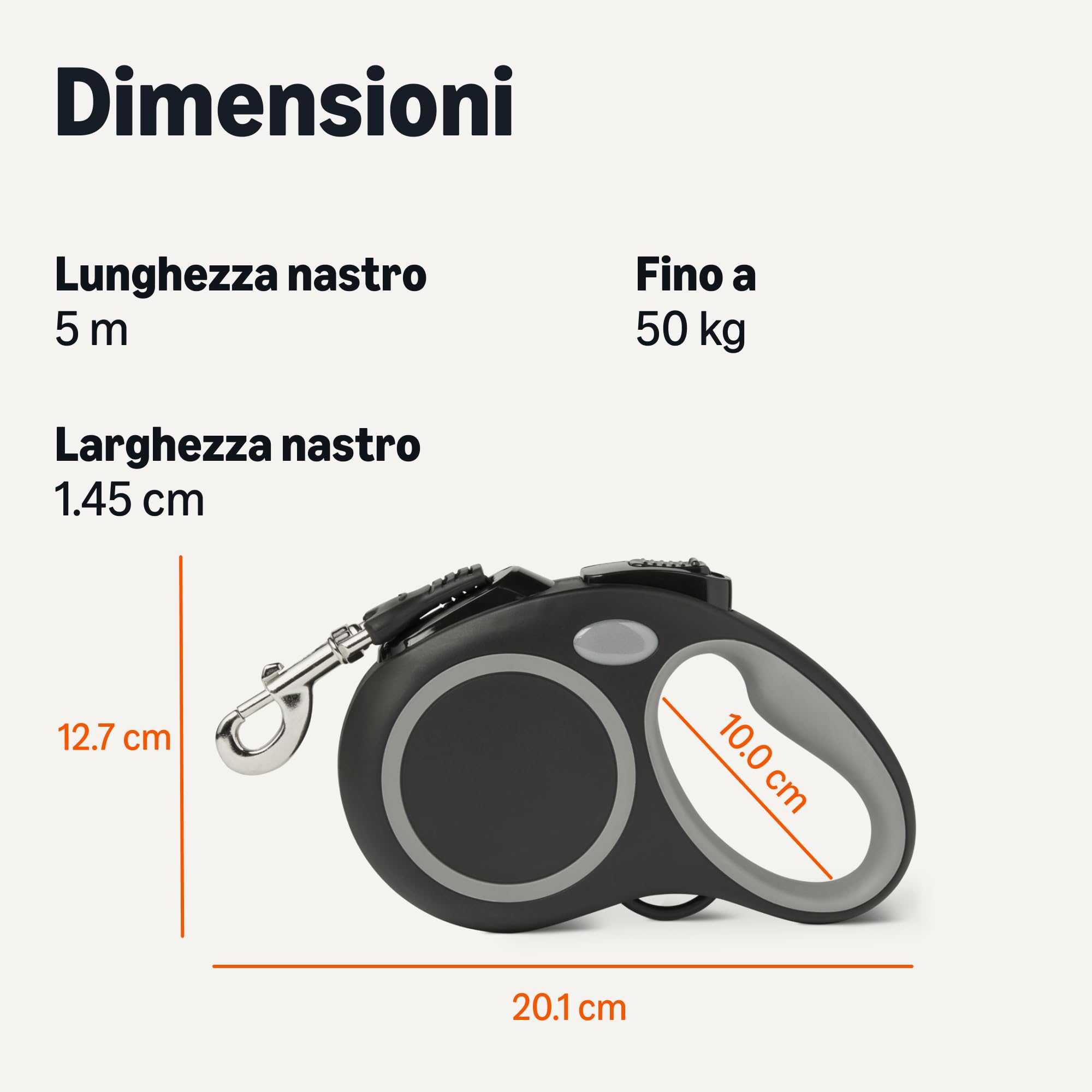 Amazon Basics Guinzaglio Retrattile Cane L Riflettente