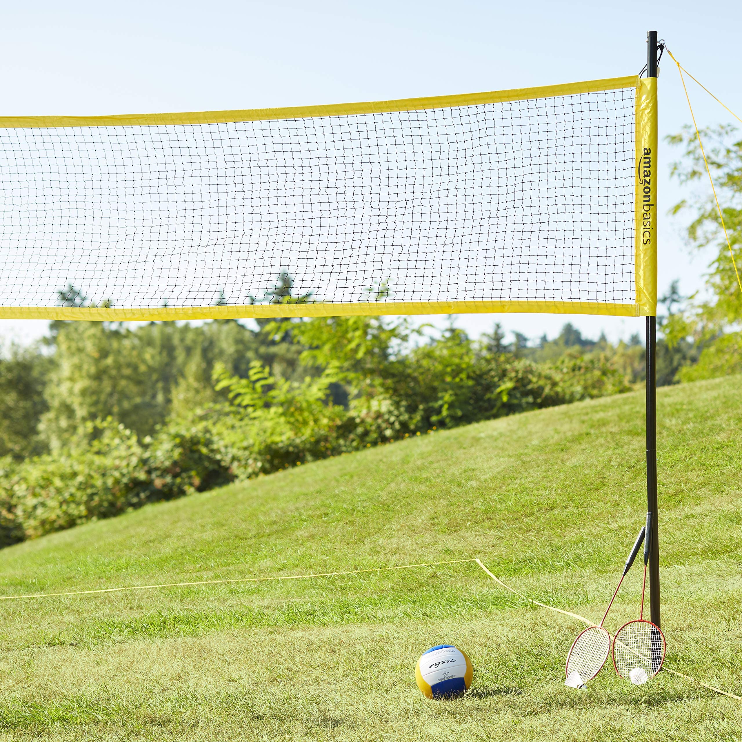 Amazon Basics set pallavolo e badminton da esterno con rete