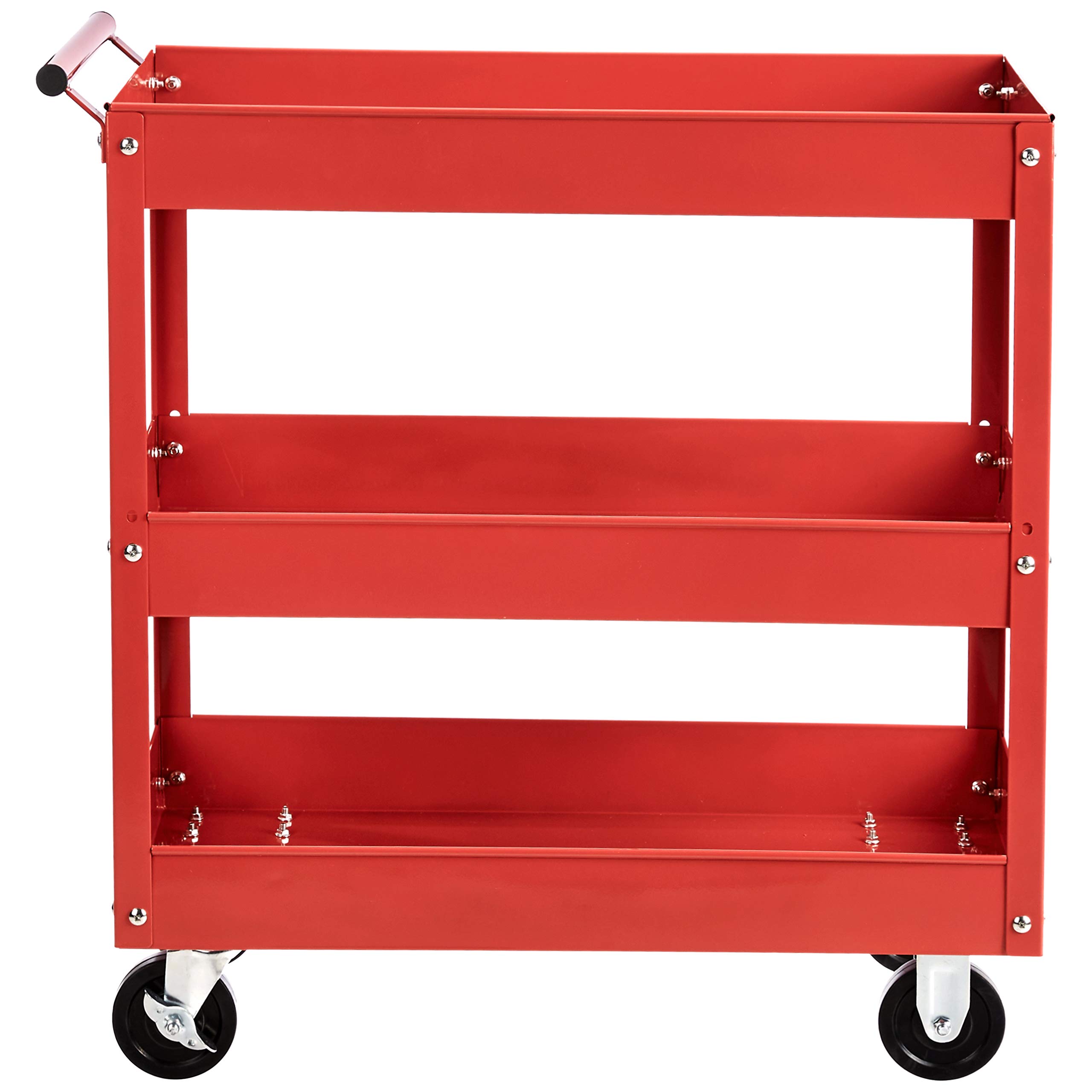 Amazon Basics Carrello Multiuso 3 Ripiani Rosso Acciaio