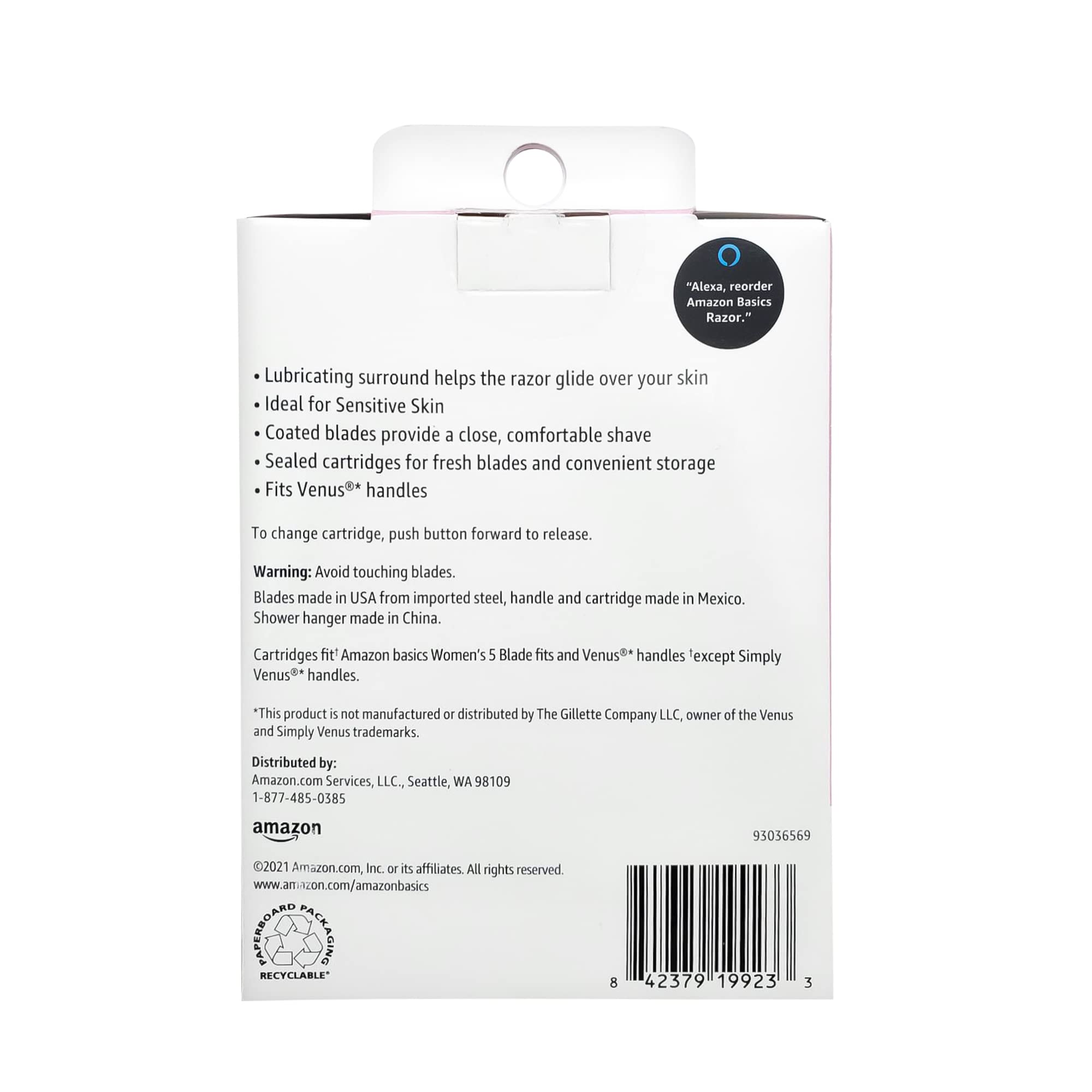 Amazon Basics Rasoio Donna 5 Lame Manico 12 Ricariche Venus