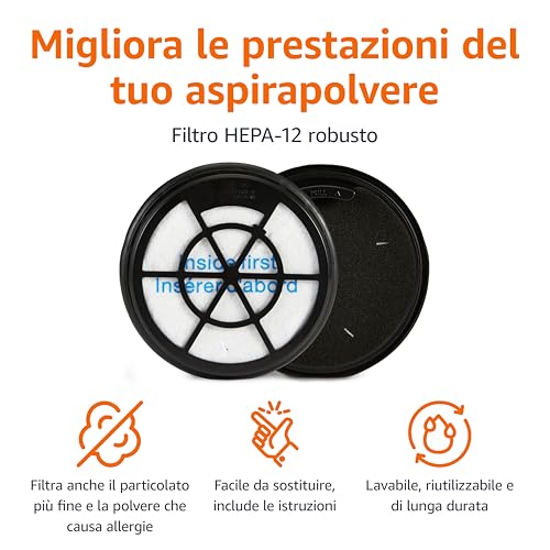 Amazon Basics Filtri Ricambio Aspirapolvere 1,3 L Confezione 2