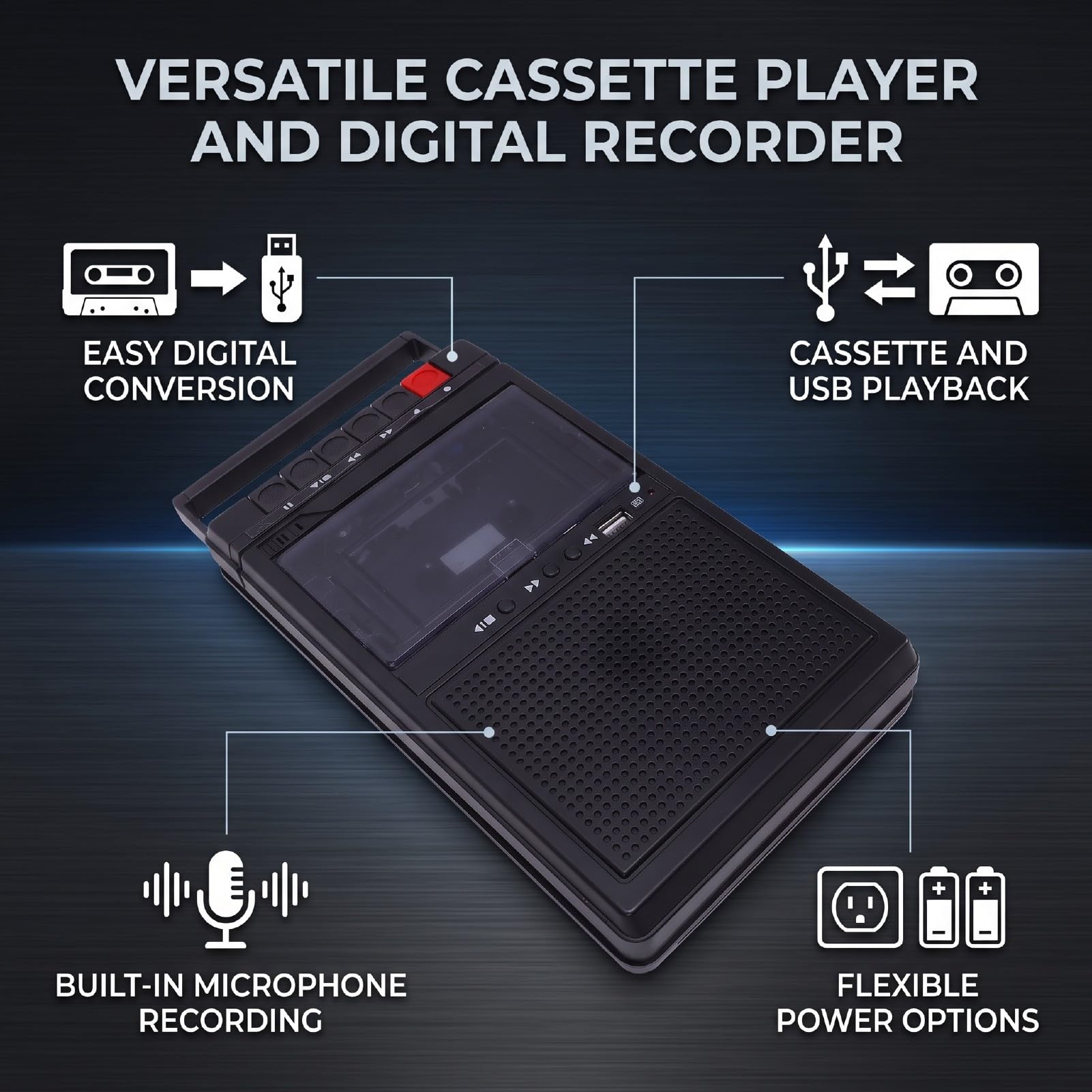 Elprico registratore cassette convertitore USB WAV portatile