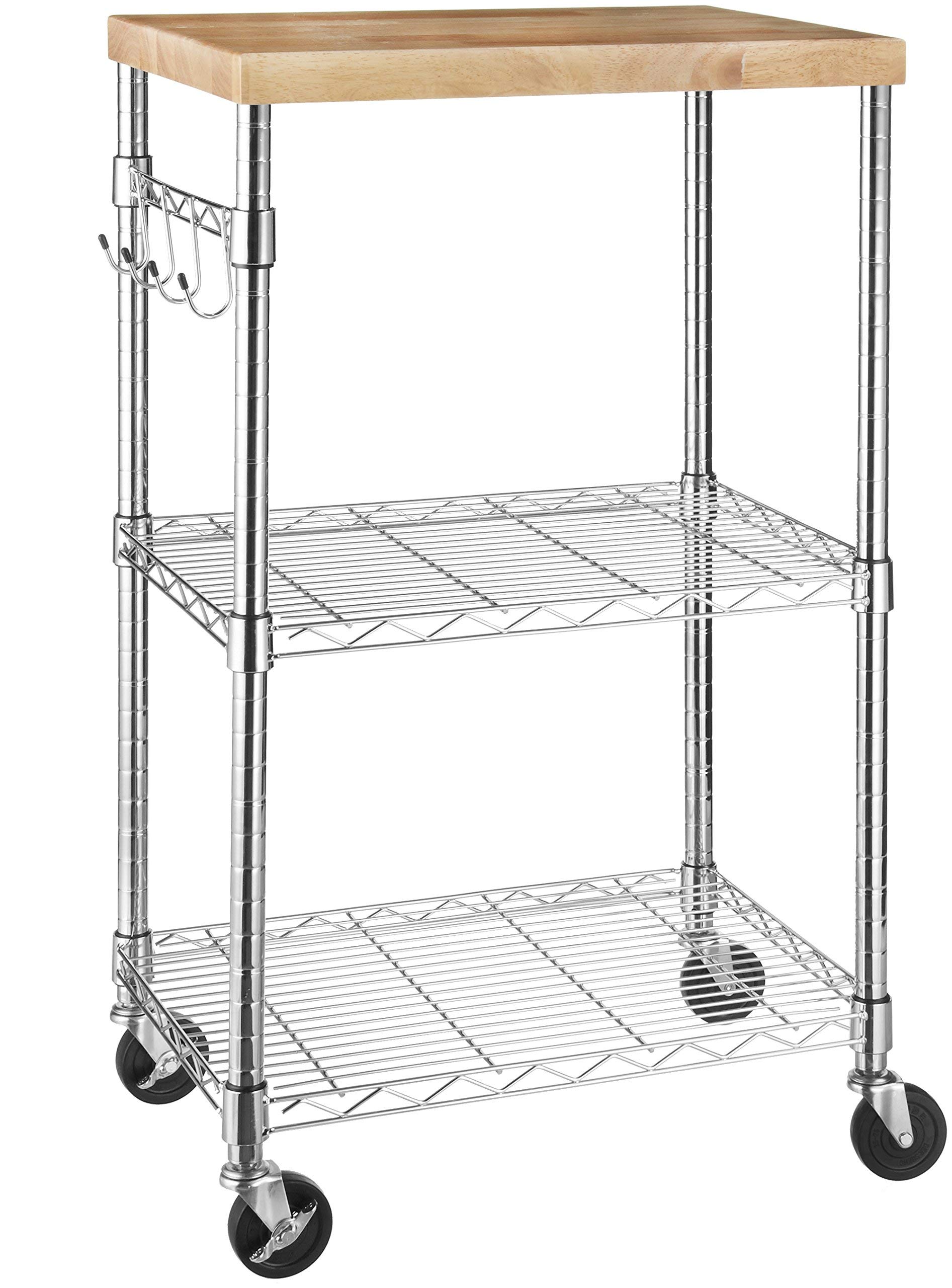 AmazonBasics scaffale cucina 3 ripiani ruote 53 x 38 x 92 cm
