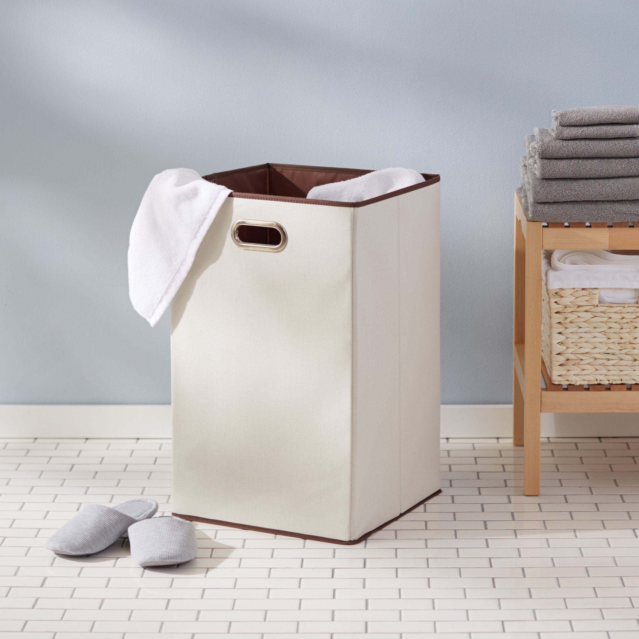 Amazon Basics Cesto Portabiancheria Pieghevole Beige