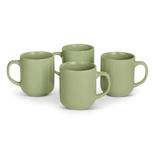 AmazonBasics Tazze Mug Gres 473ml Verde Oliva Set 4 Pezzi