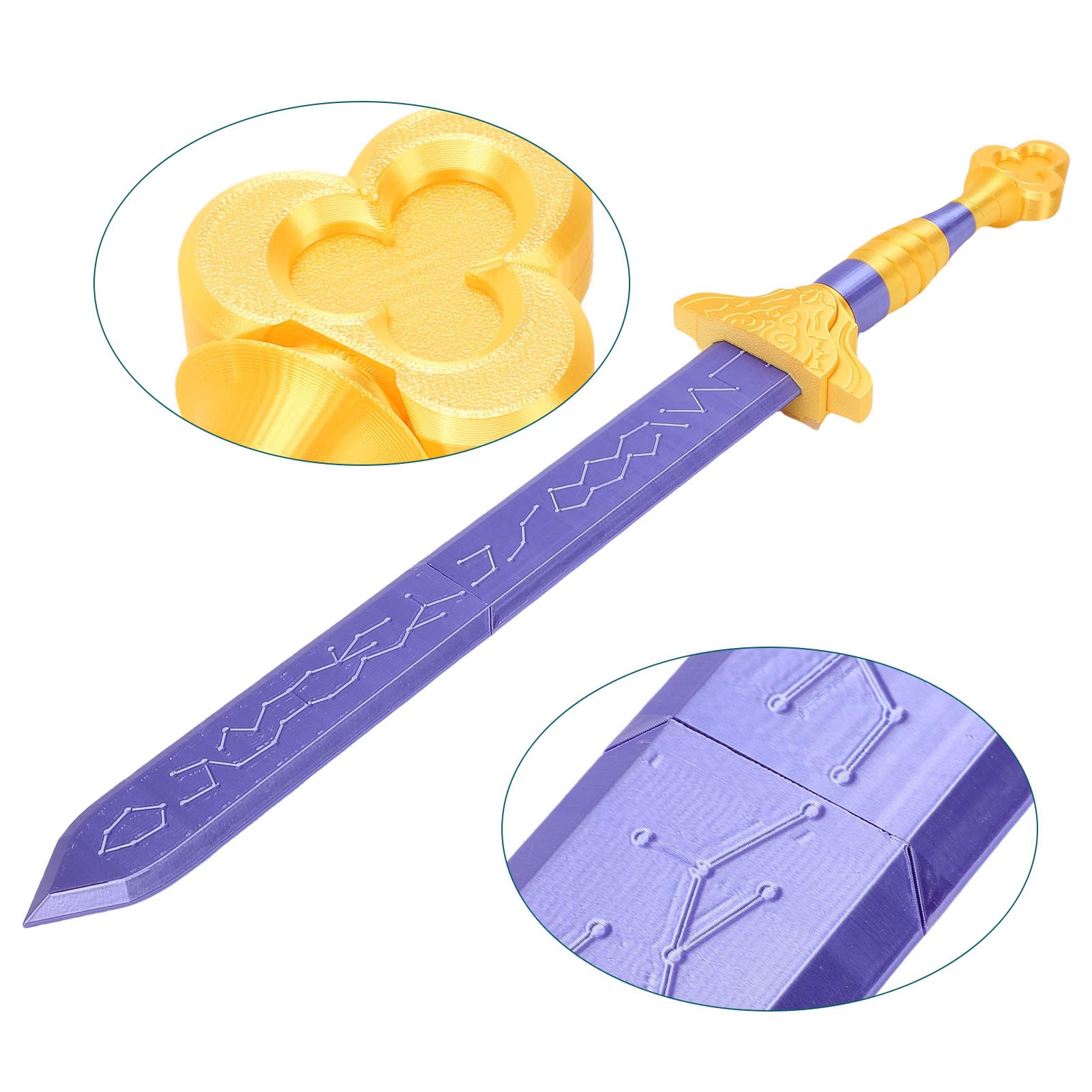 Elprico Spada Cosplay PLA Giallo Blu 66 cm 6 Pezzi