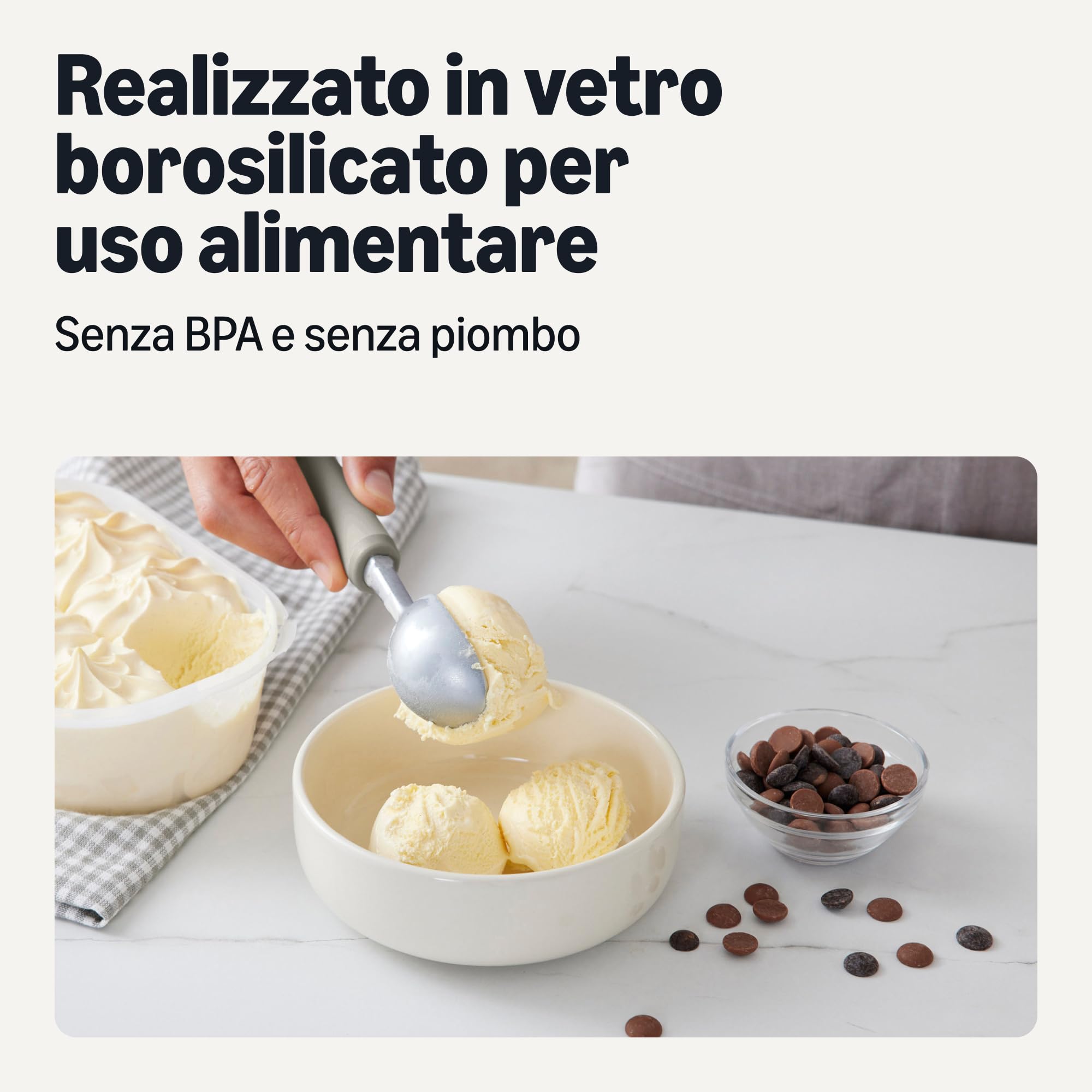 Amazon Basics porzionatore gelato impugnatura morbida grigio lino