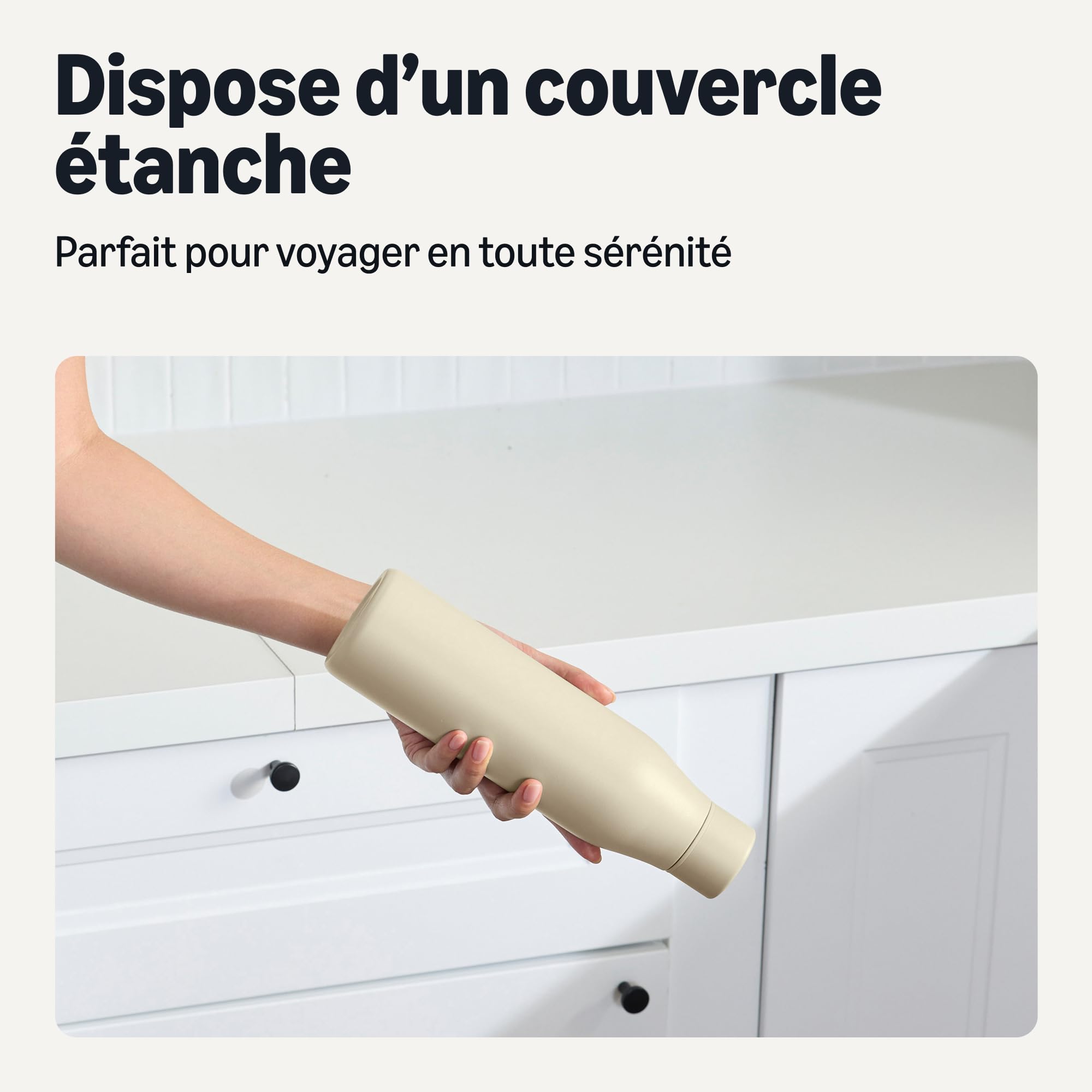 Amazon Basics Borraccia Termica 592 ml Bianco Sporco Inox