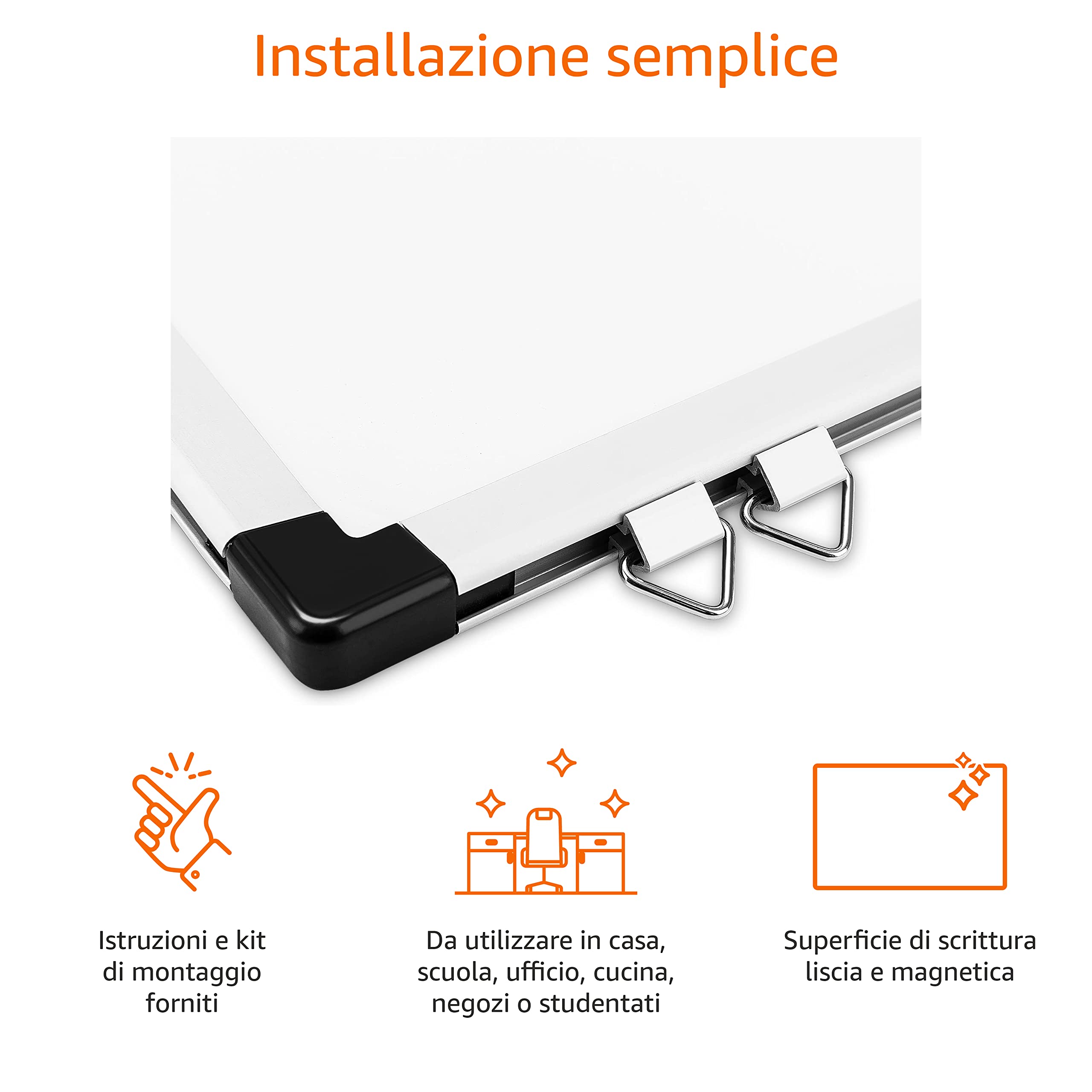 AmazonBasics Lavagna Bianca Magnetica 120x90 cm con Accessori