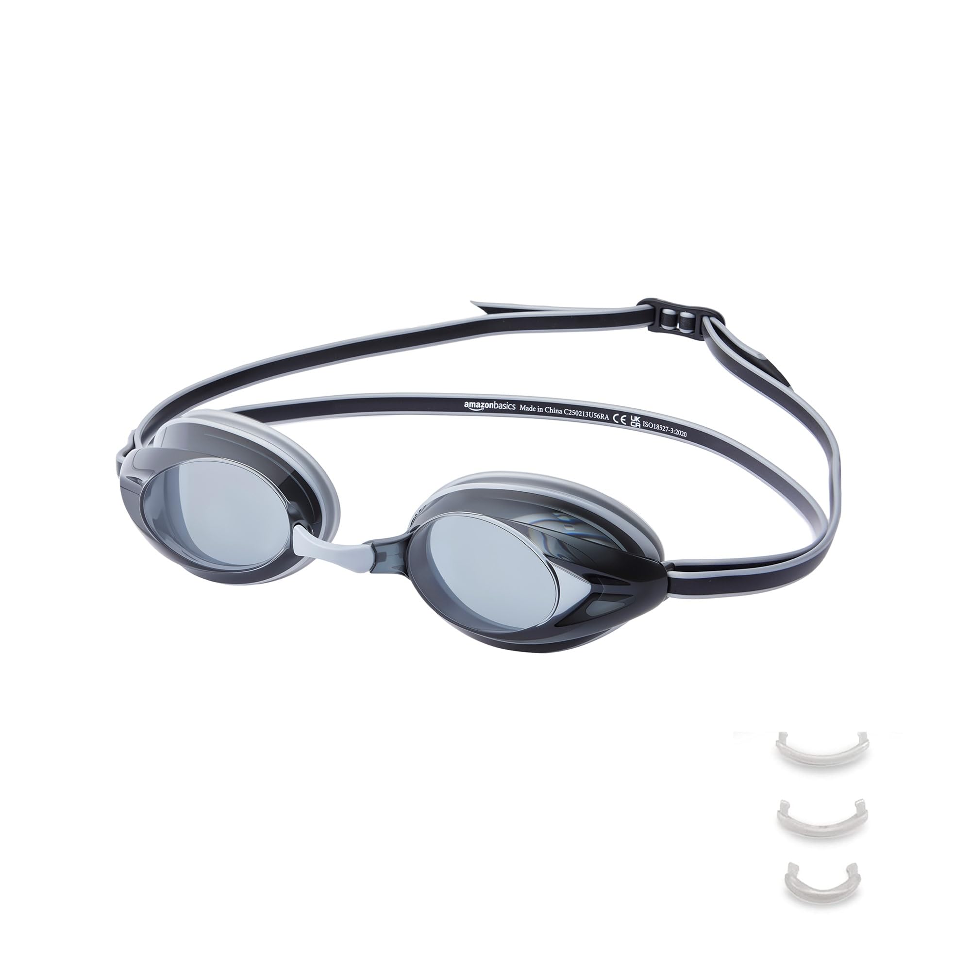 Amazon Basics Occhialini Nuoto Adulti Argento Specchio Antiappannamento