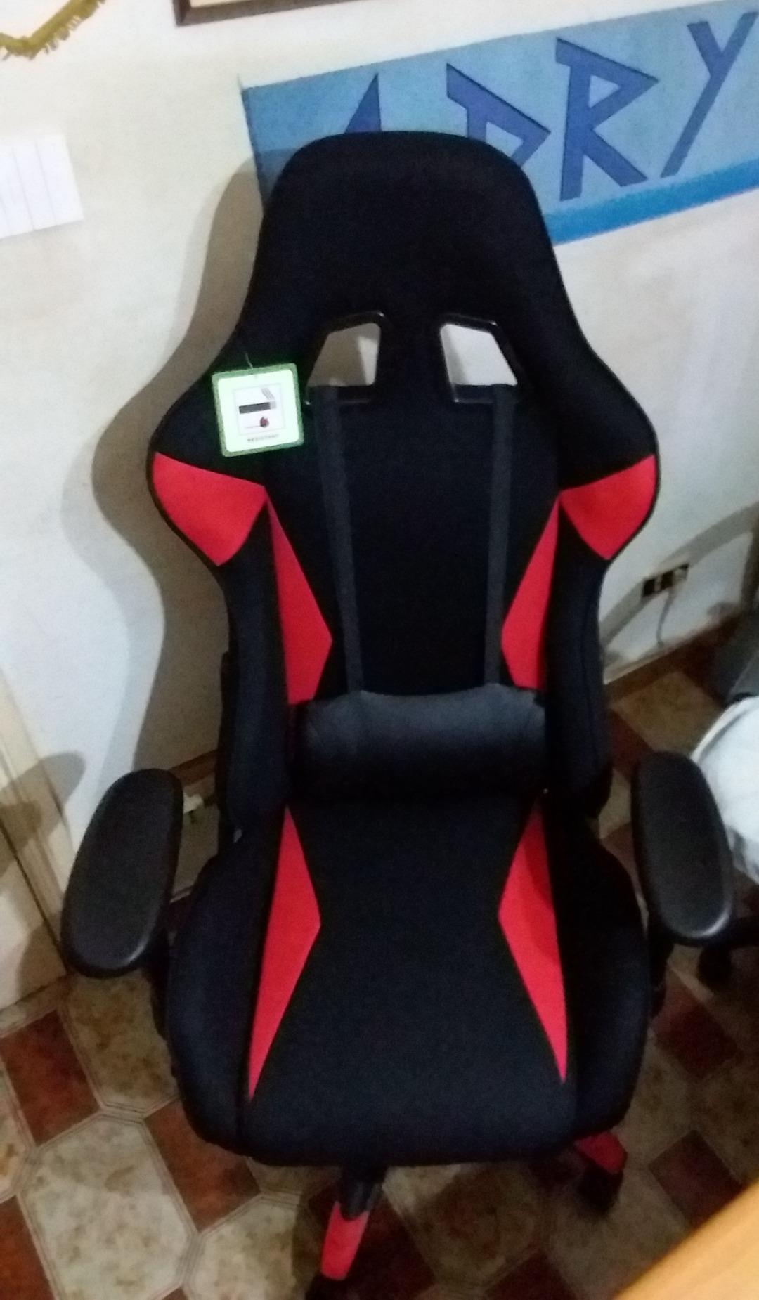 Amazon Basics Racing sedia gaming grigia in tessuto traspirante reclinabile