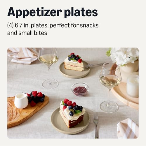 AmazonBasics piatti antipasto gres 4 pezzi 17 cm grigio lino