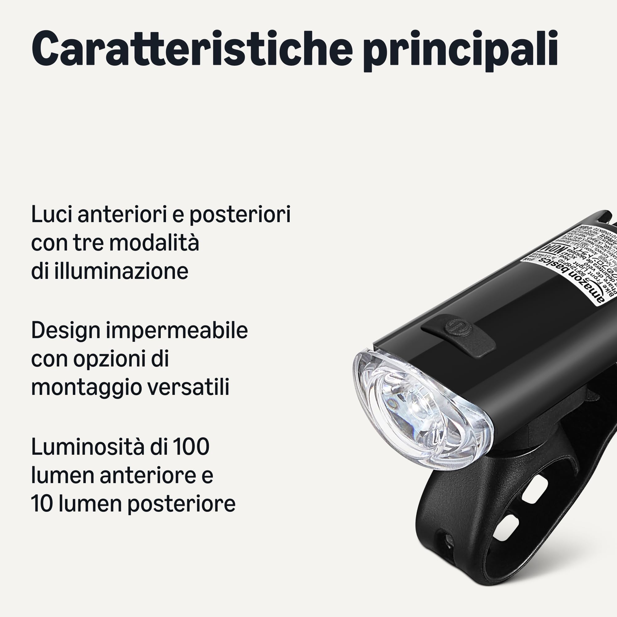 Amazon Basics luci bici LED anteriore posteriore impermeabili