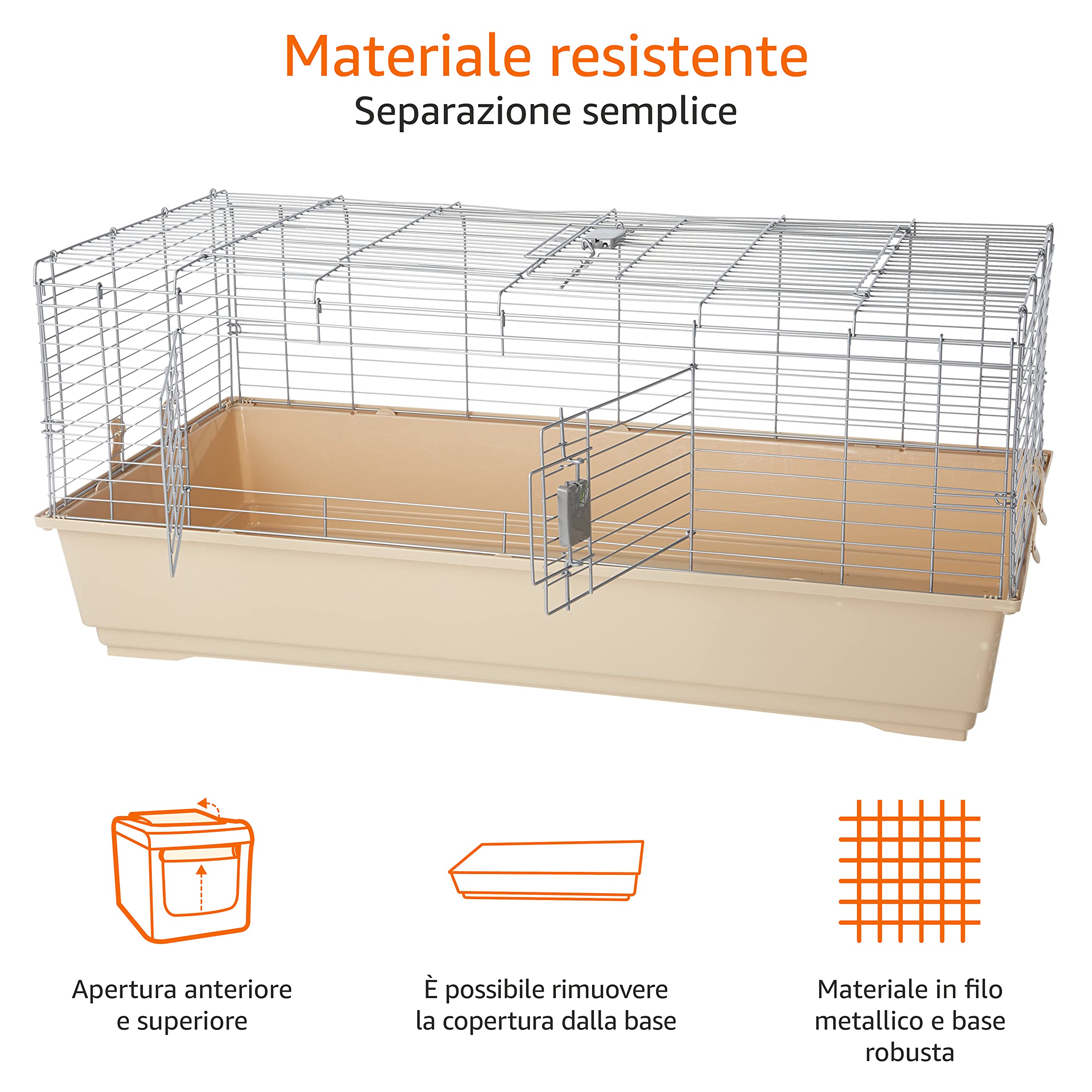 Amazon Basics Gabbia Conigli Jumbo 124cm con accessori