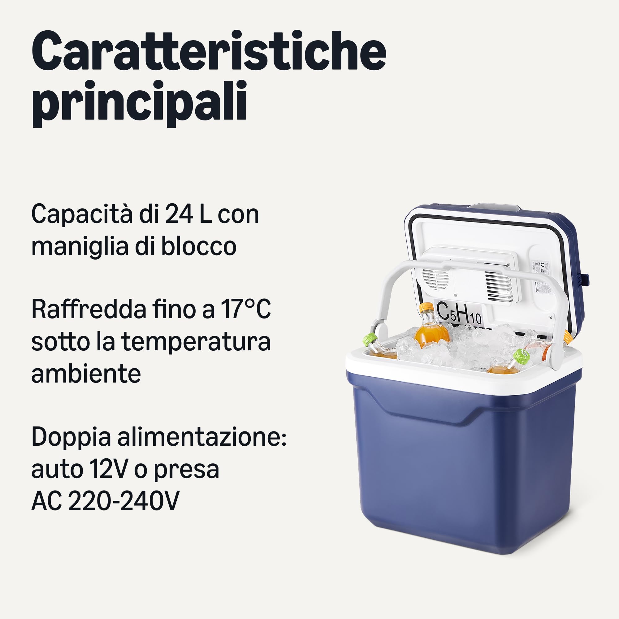 AmazonBasics Frigorifero Portatile 24L Blu Freddo Caldo