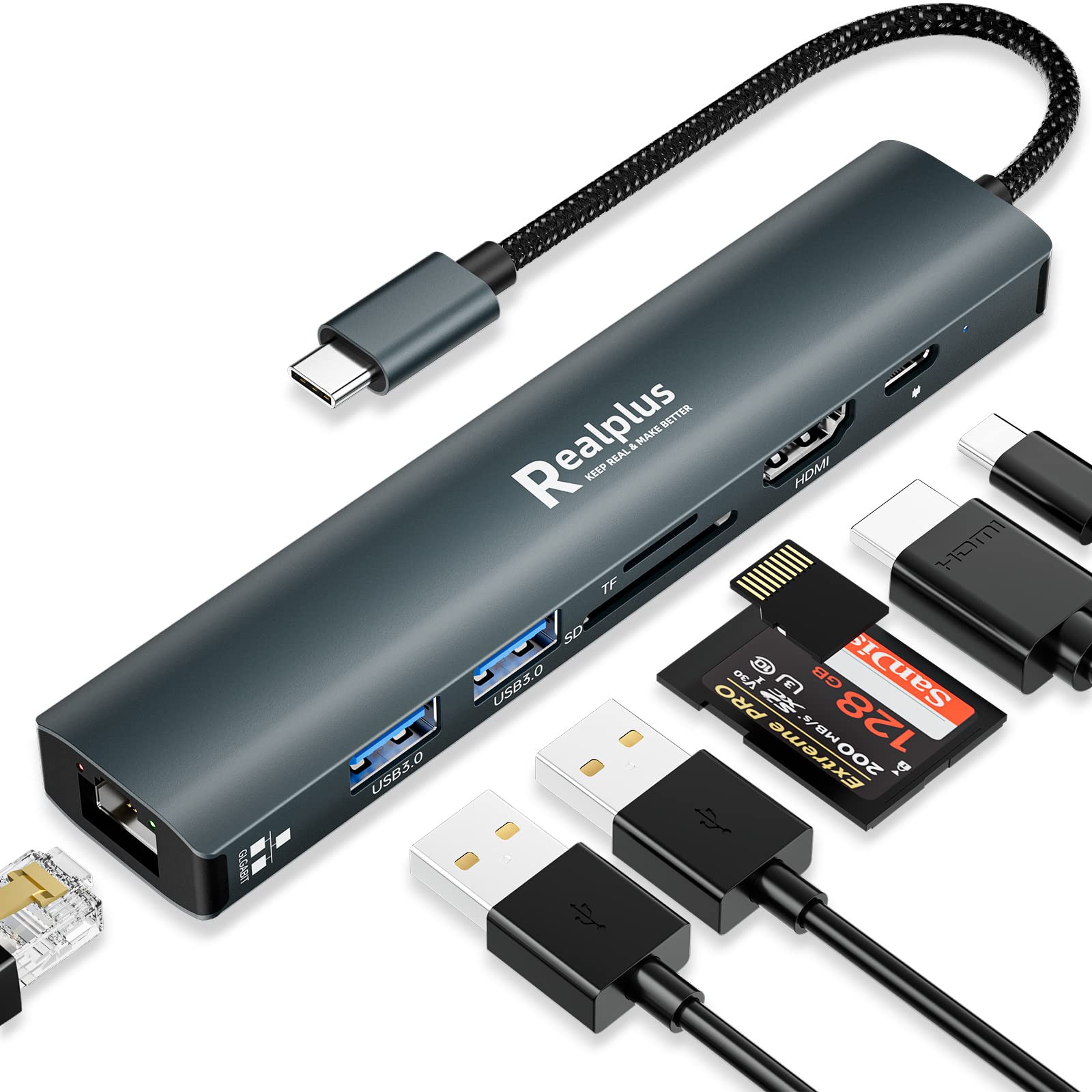 RealPlus 5-IN-1 hub USB C HDMI 4K PD 100W