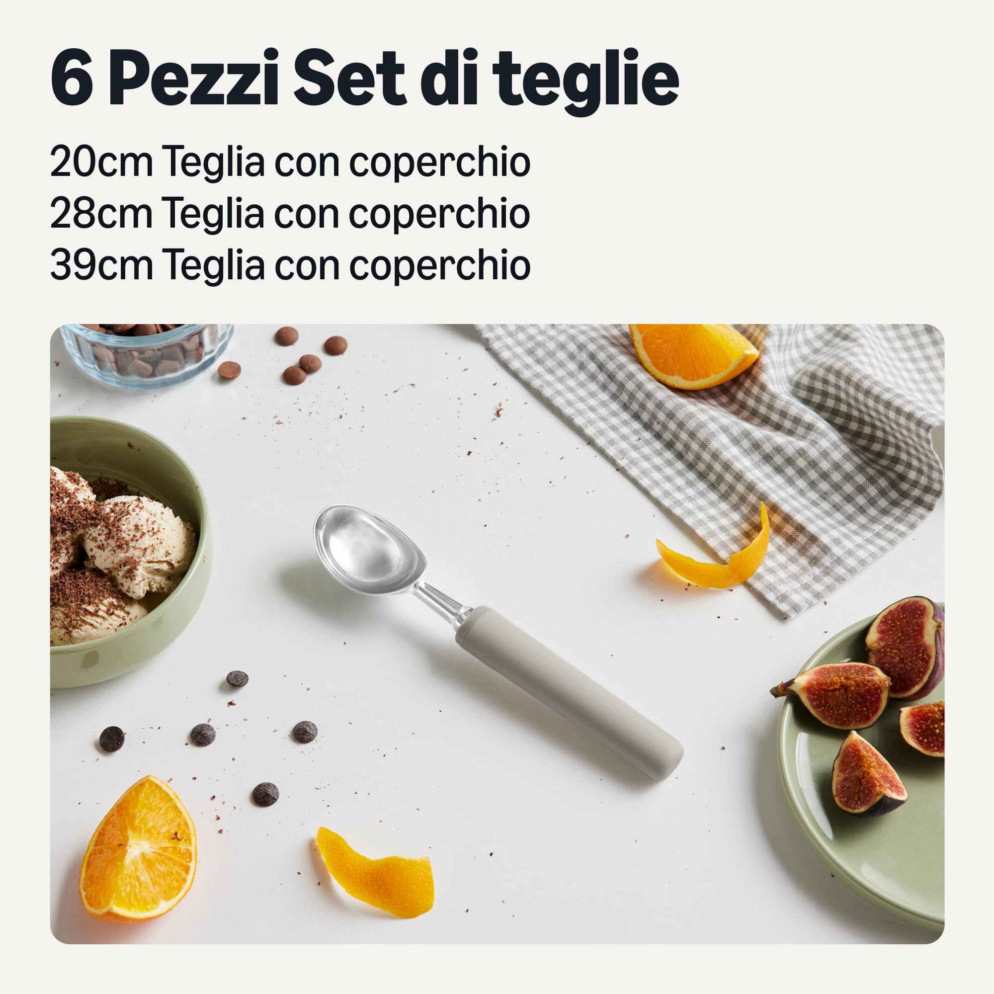 Amazon Basics porzionatore gelato impugnatura morbida grigio lino