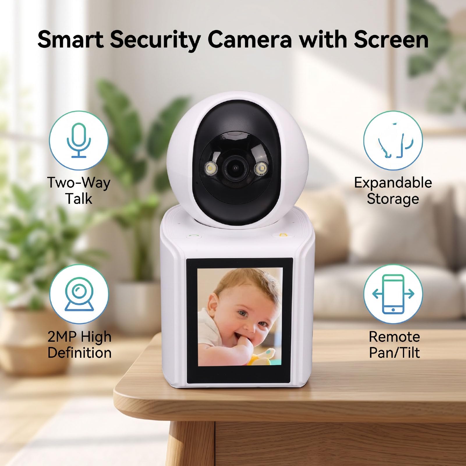Elprico Telecamera Sicurezza WiFi con Schermo 2MP 1080p