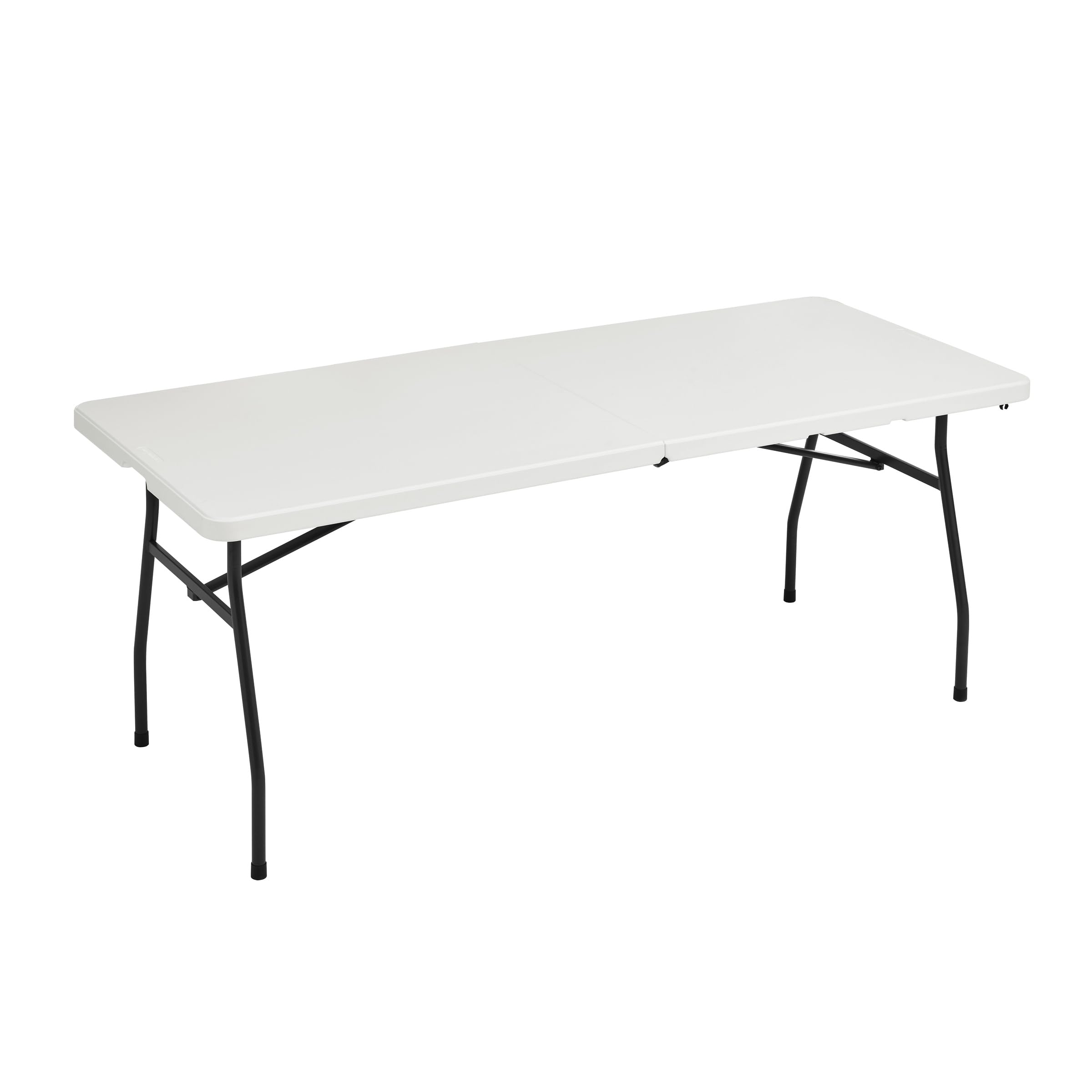 AmazonBasics Tavolo Pieghevole 182 cm Bianco con Maniglia