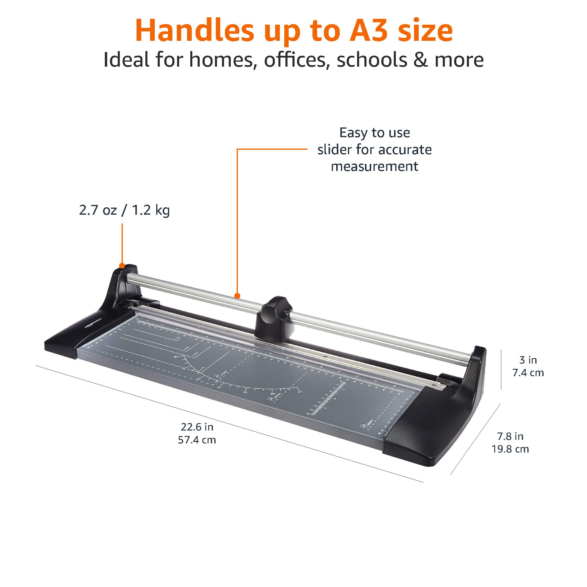 Amazon Basics taglierina rotante per carta A3 base metallo 10 fogli