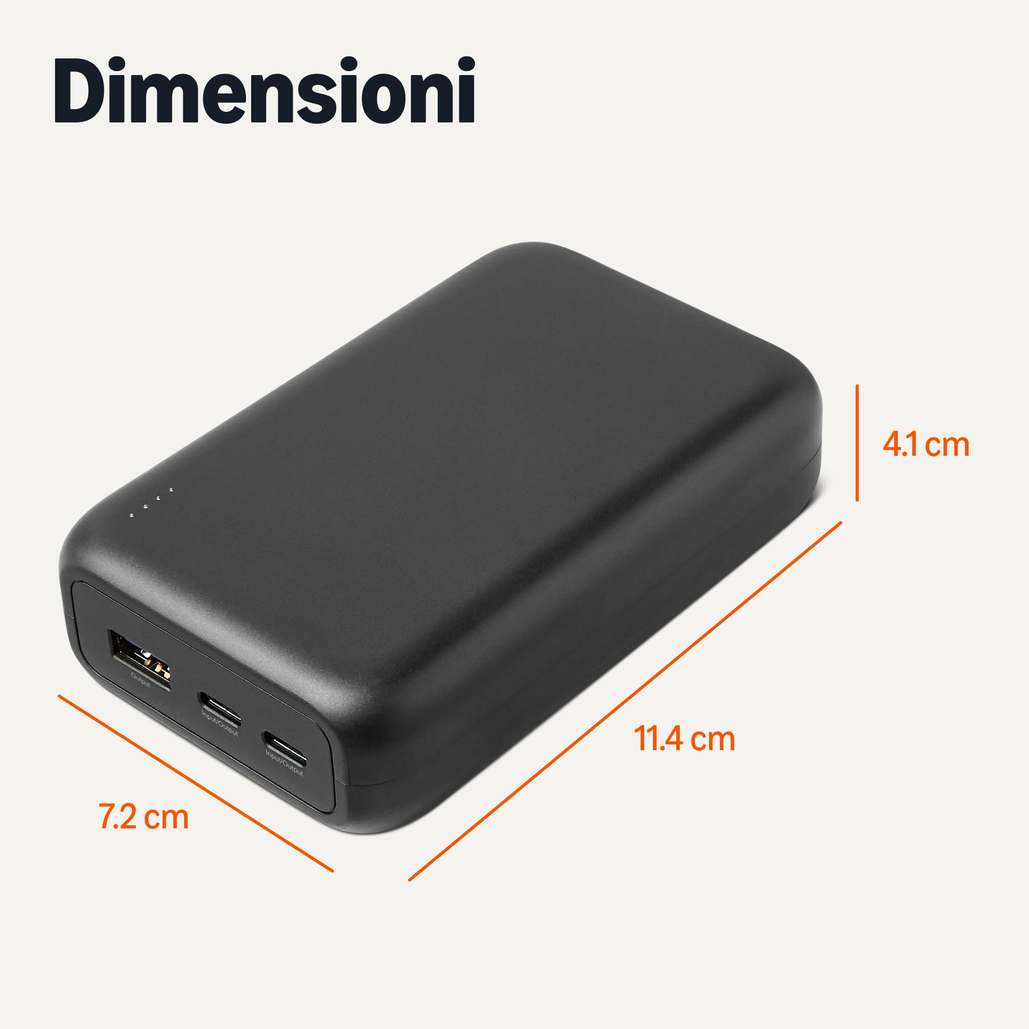Amazon Basics Power Bank 20000mAh Nero 3 Porte