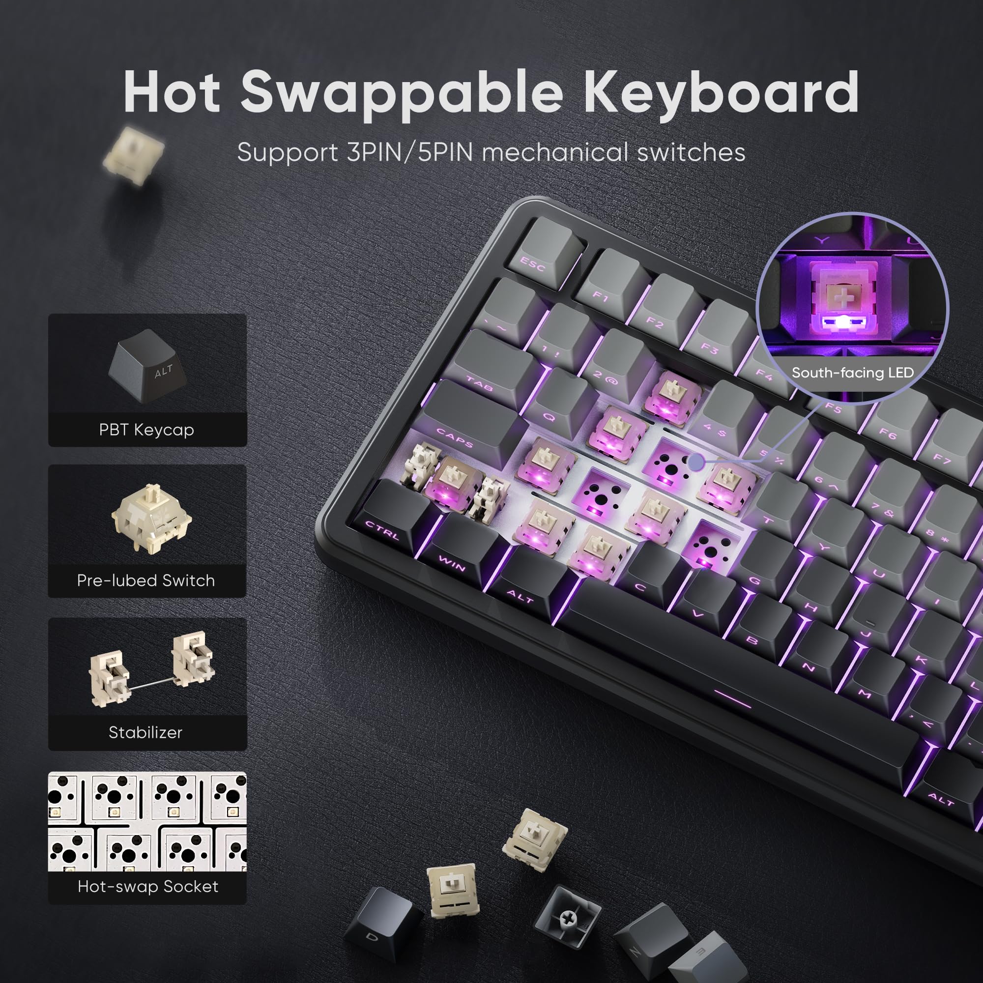RedThunder K75 Tastiera Meccanica Gaming Wireless QWERTZ