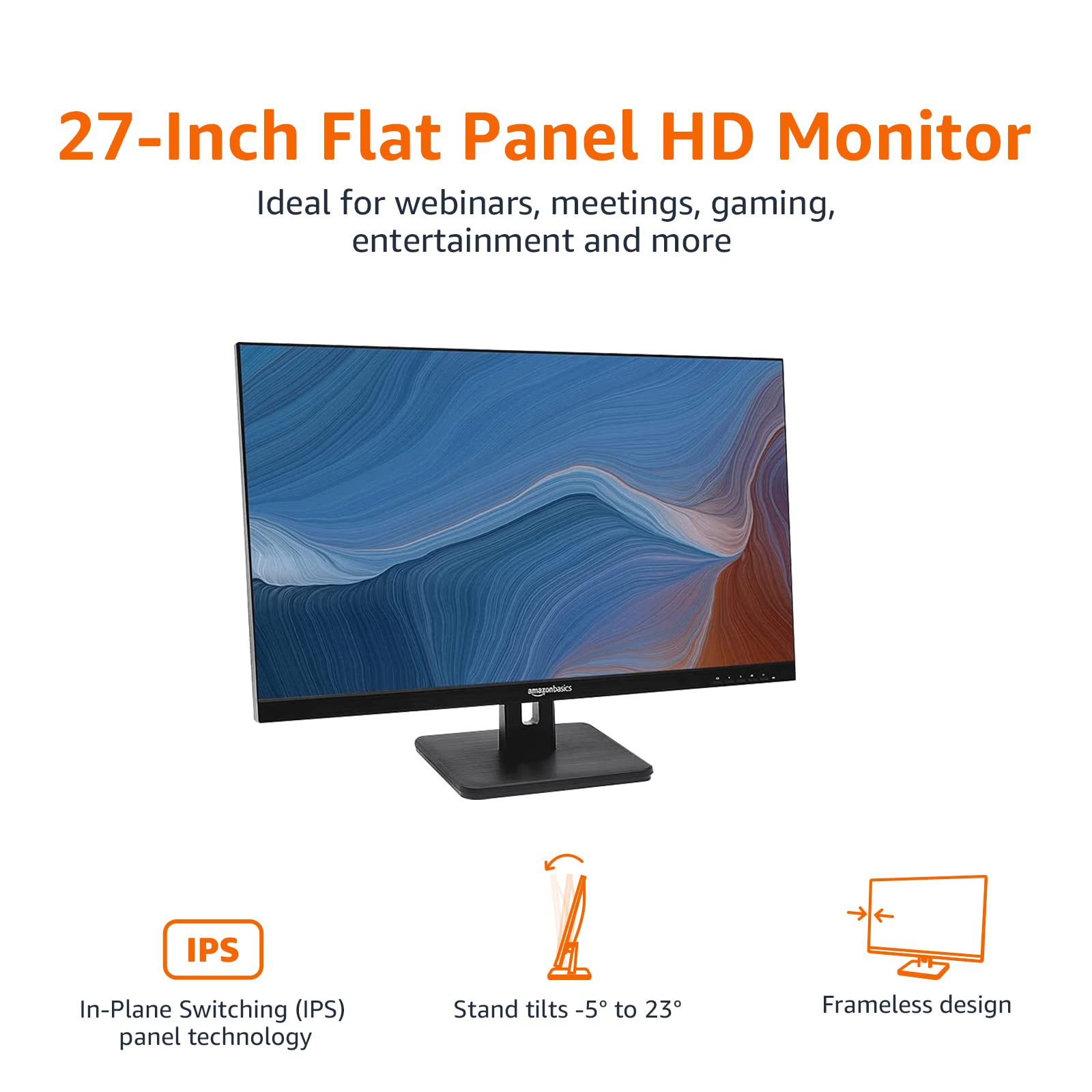 Amazon Basics Monitor IPS 27 Pollici FHD 75Hz HDMI Nero Altoparlanti
