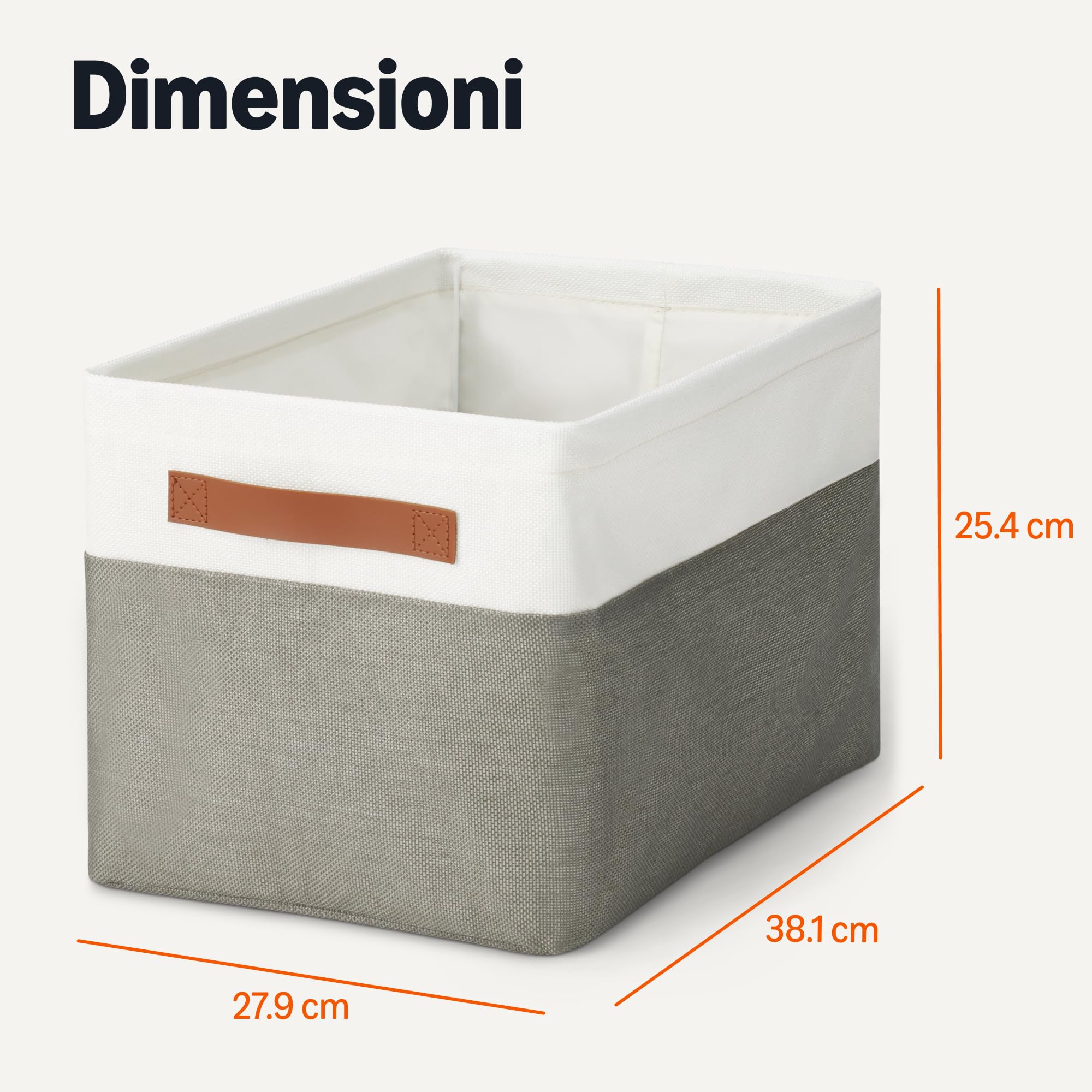 Amazon Basics Scatole Tessuto Antracite Grandi 3 Pezzi