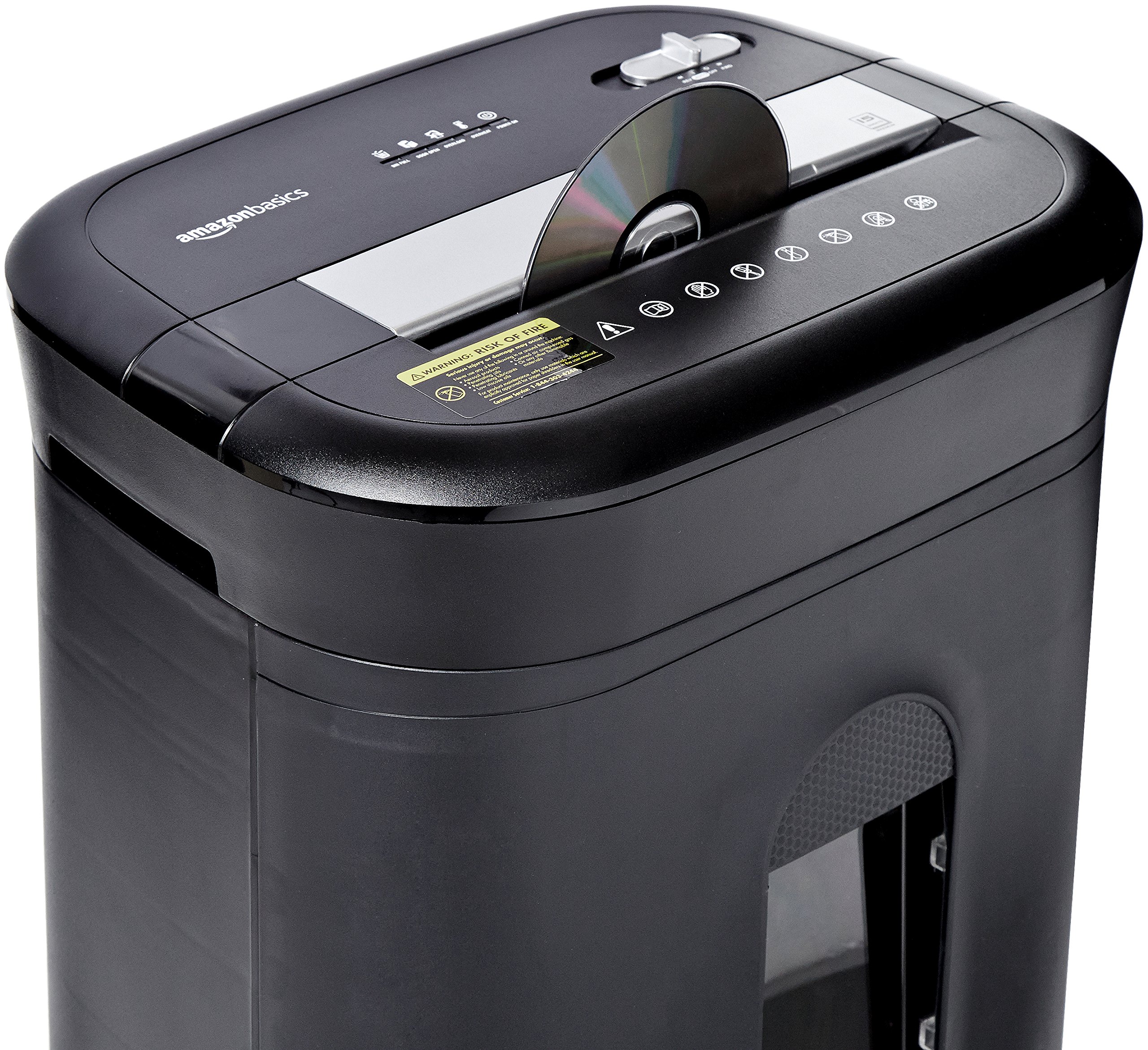 Amazon Basics Distruggidocumenti 15 Fogli P-4 Nero 22,7L con Ruote