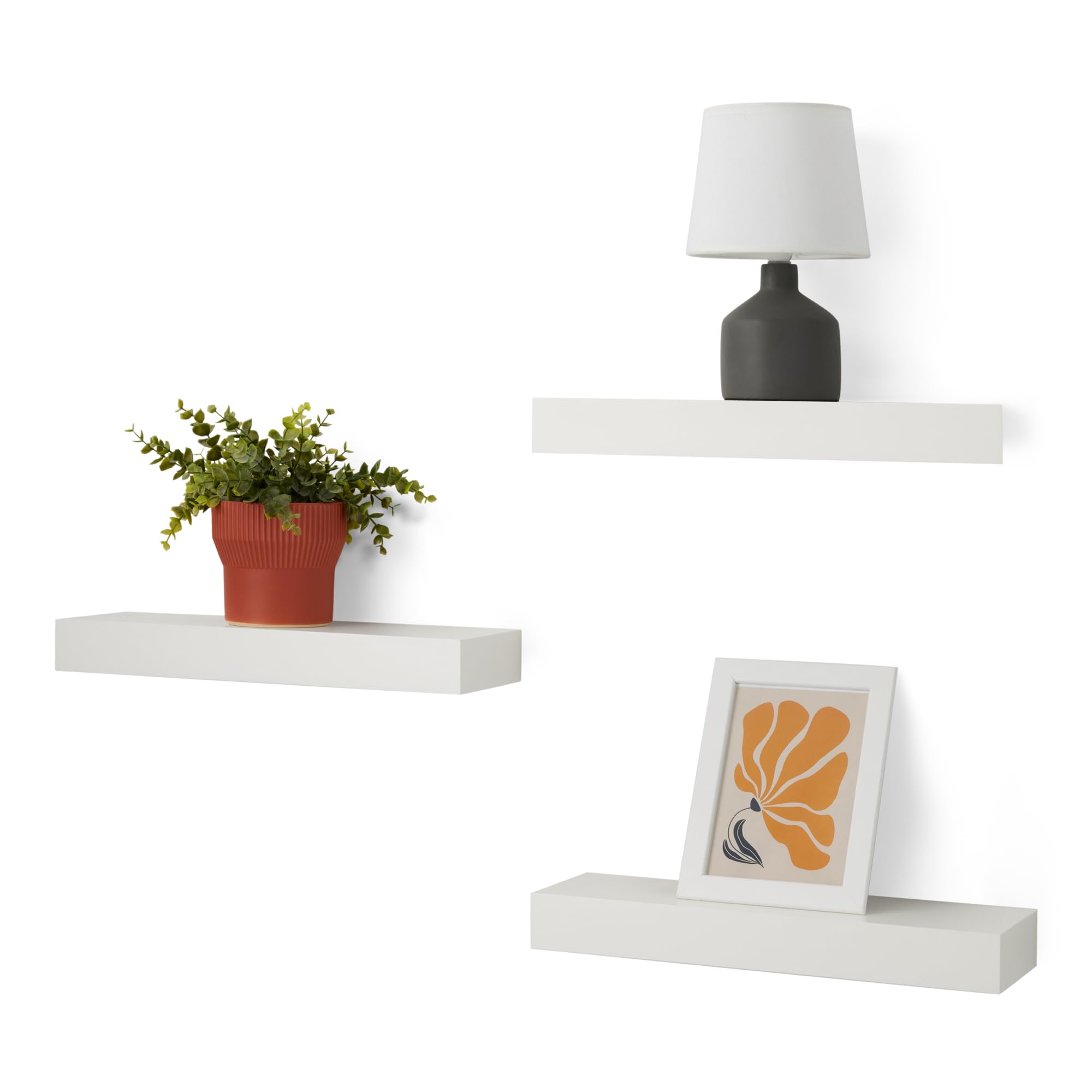 AmazonBasics Mensole da Parete Pino 40,1 cm 3 Pezzi con Staffe