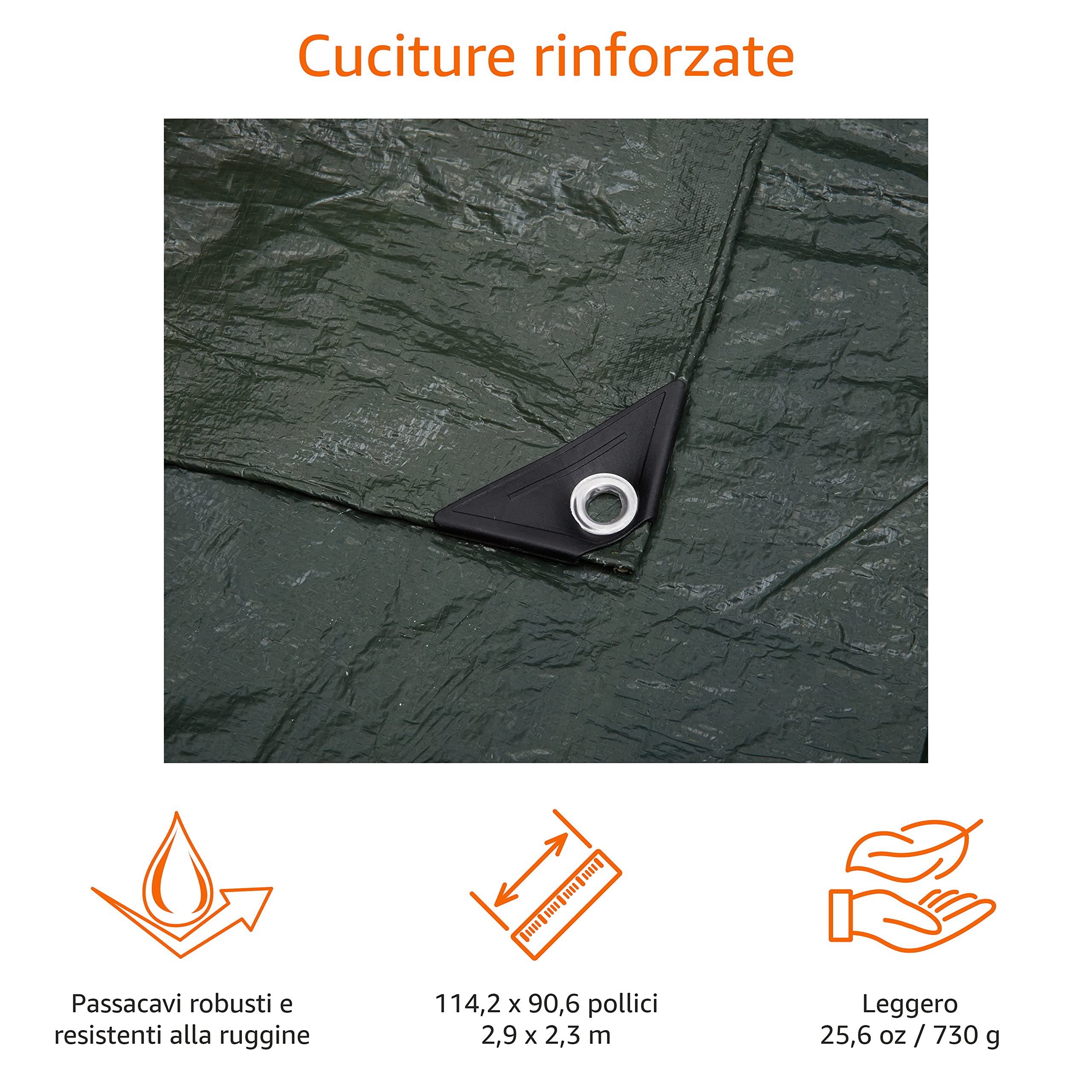 AmazonBasics Telone Campeggio Impermeabile 2,3x2,9m Antistrappo