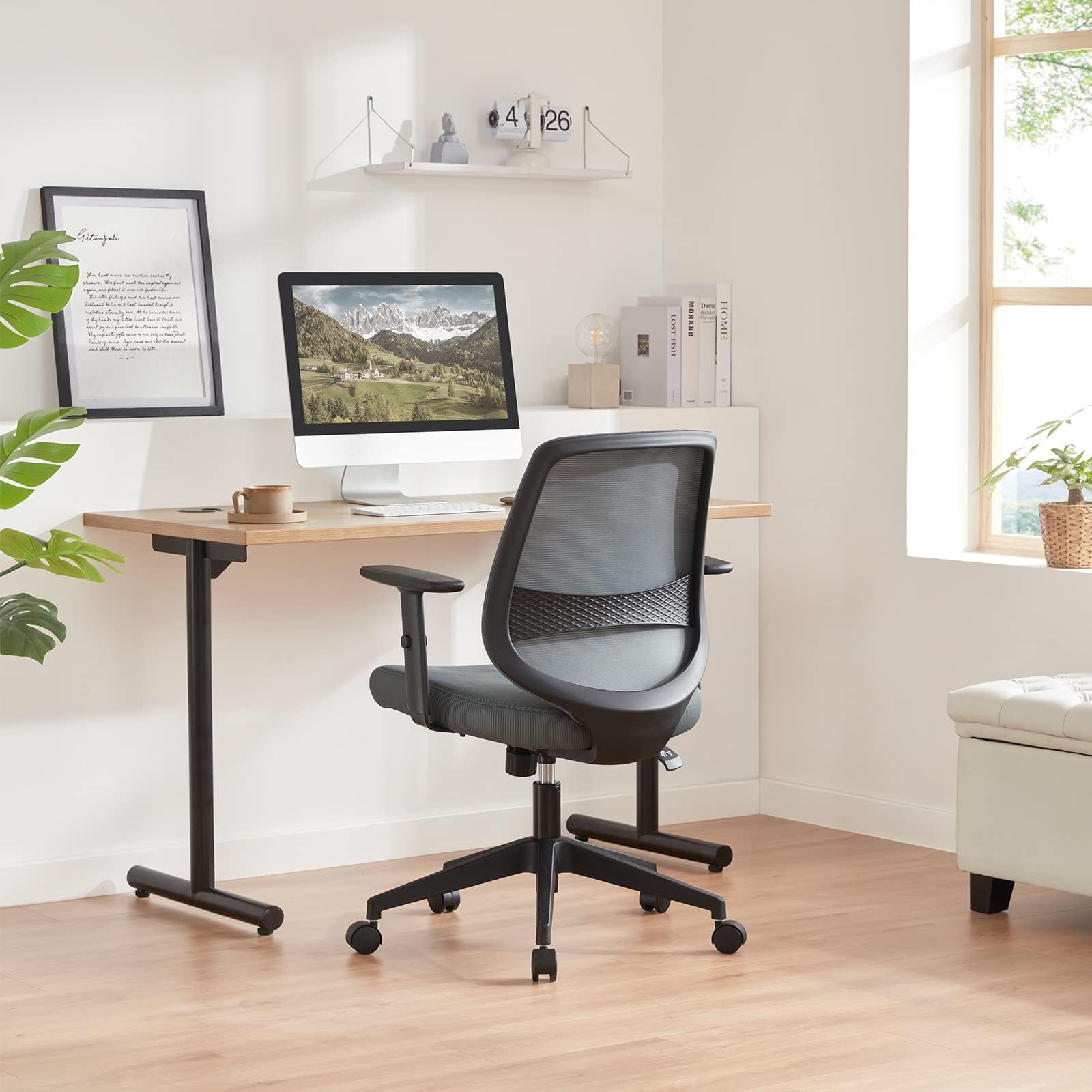 Amazon Basics Sedia Ufficio Ergonomica Senza Poggiatesta Grigio
