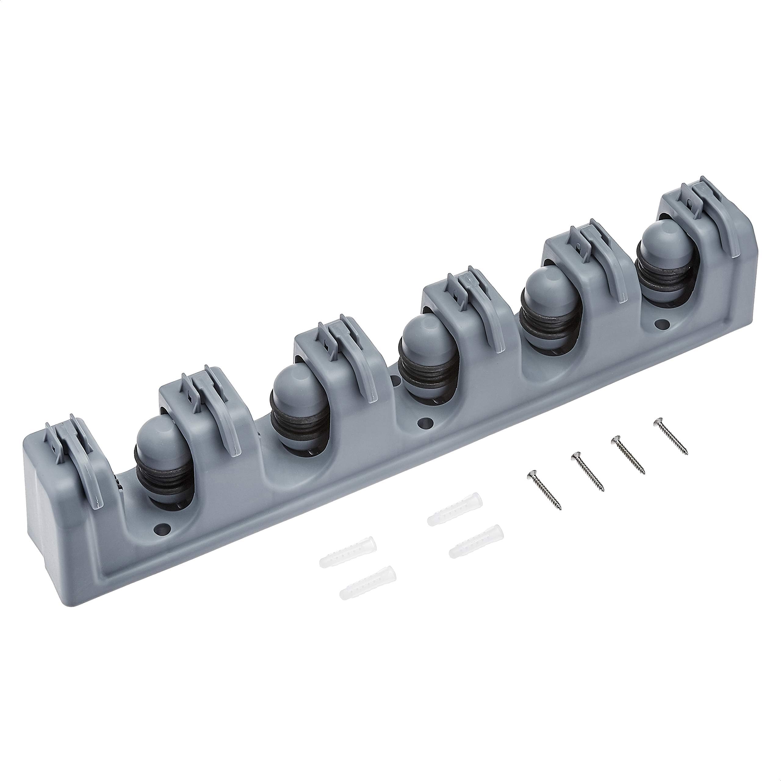 Amazon Basics porta scope da parete grigio 6 ganci 5 slot