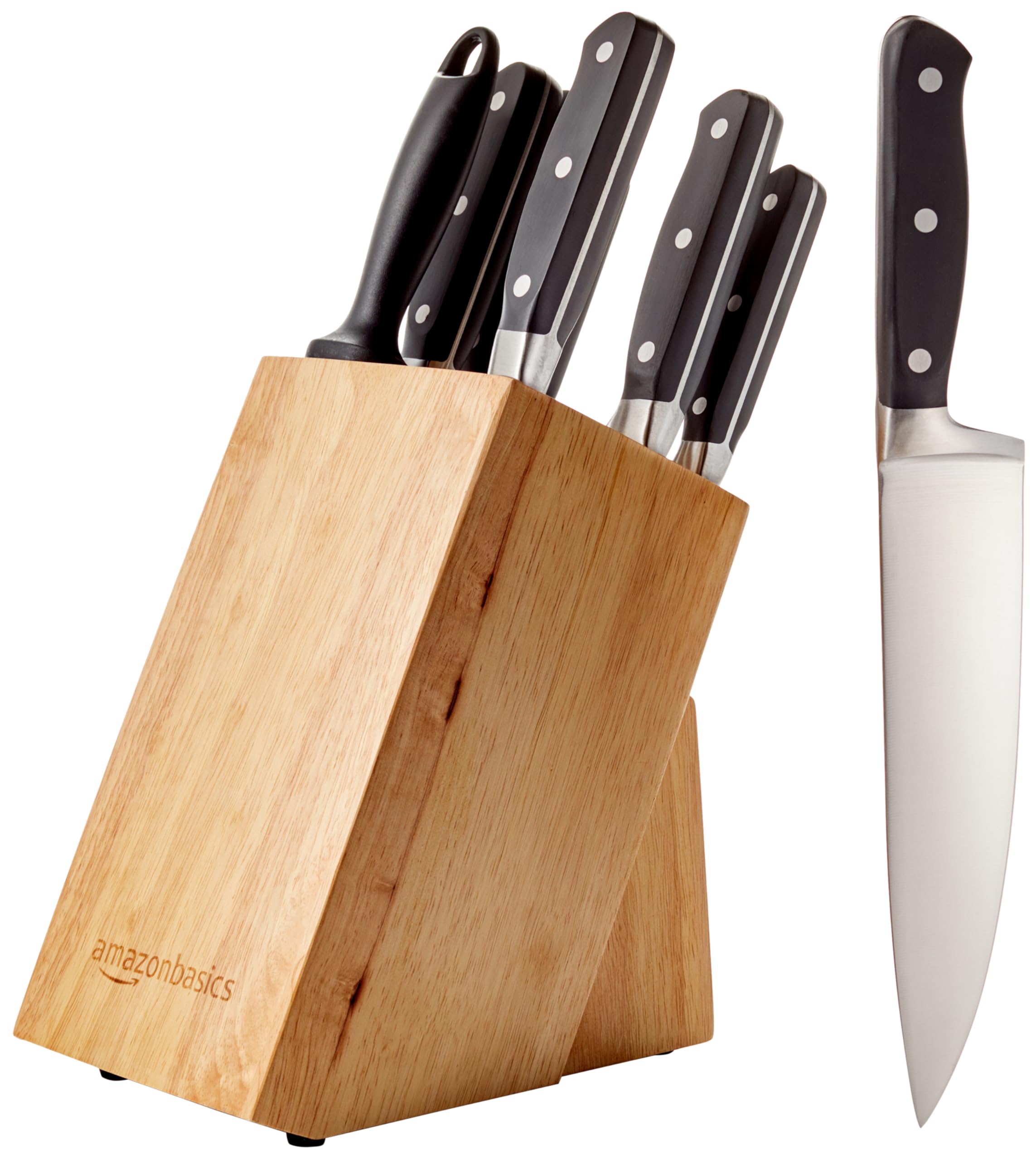 Amazon Basics Set coltelli 9 pezzi con ceppo nero