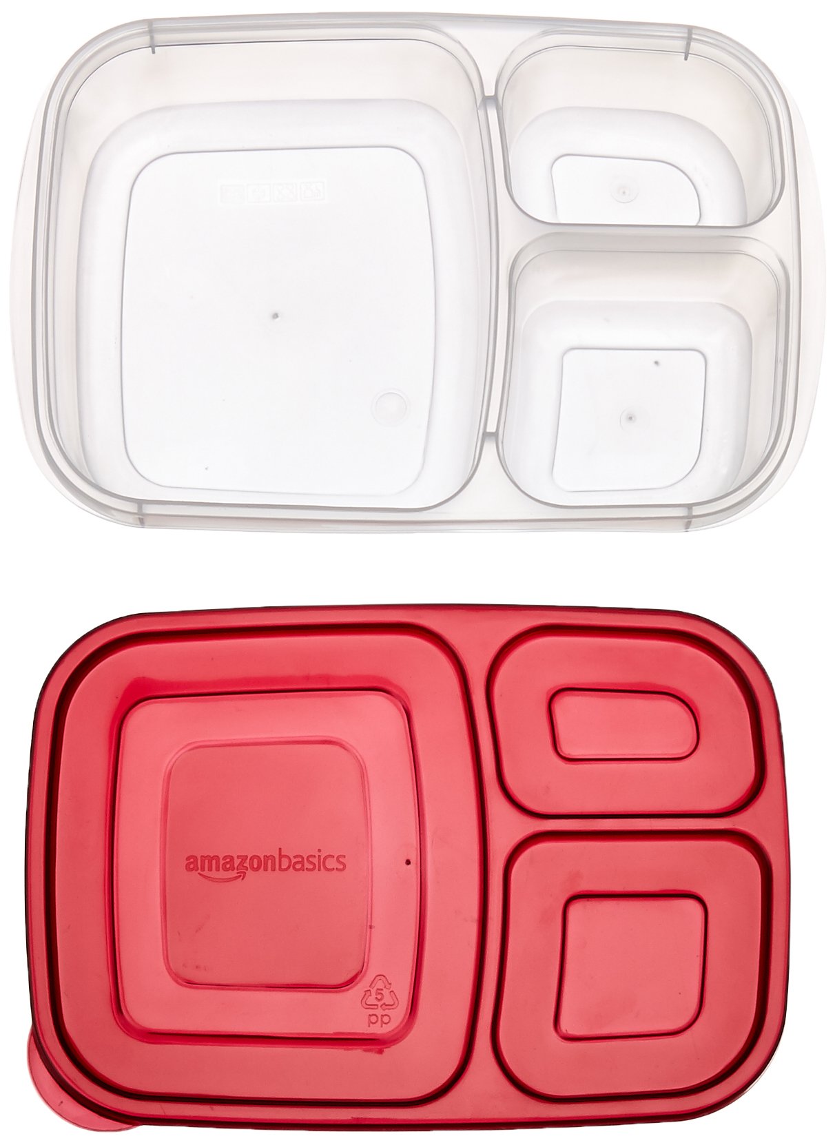 Amazon Basics Bento Lunch Box 3 Scomparti Set 4 Pezzi