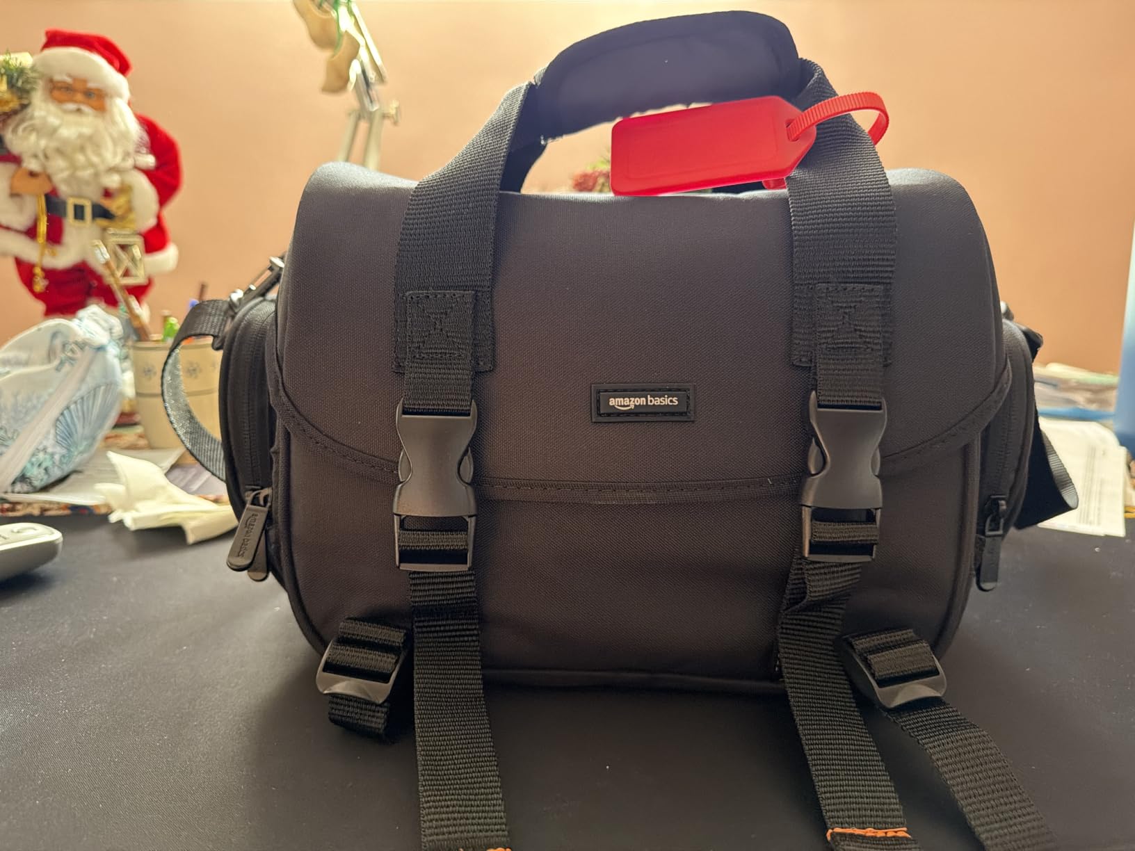 Amazon Basics Borsa Fotocamera SLR Grande Nero Grigio