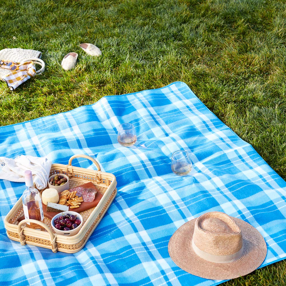 AmazonBasics Coperta Picnic 175x200 cm Blu Impermeabile