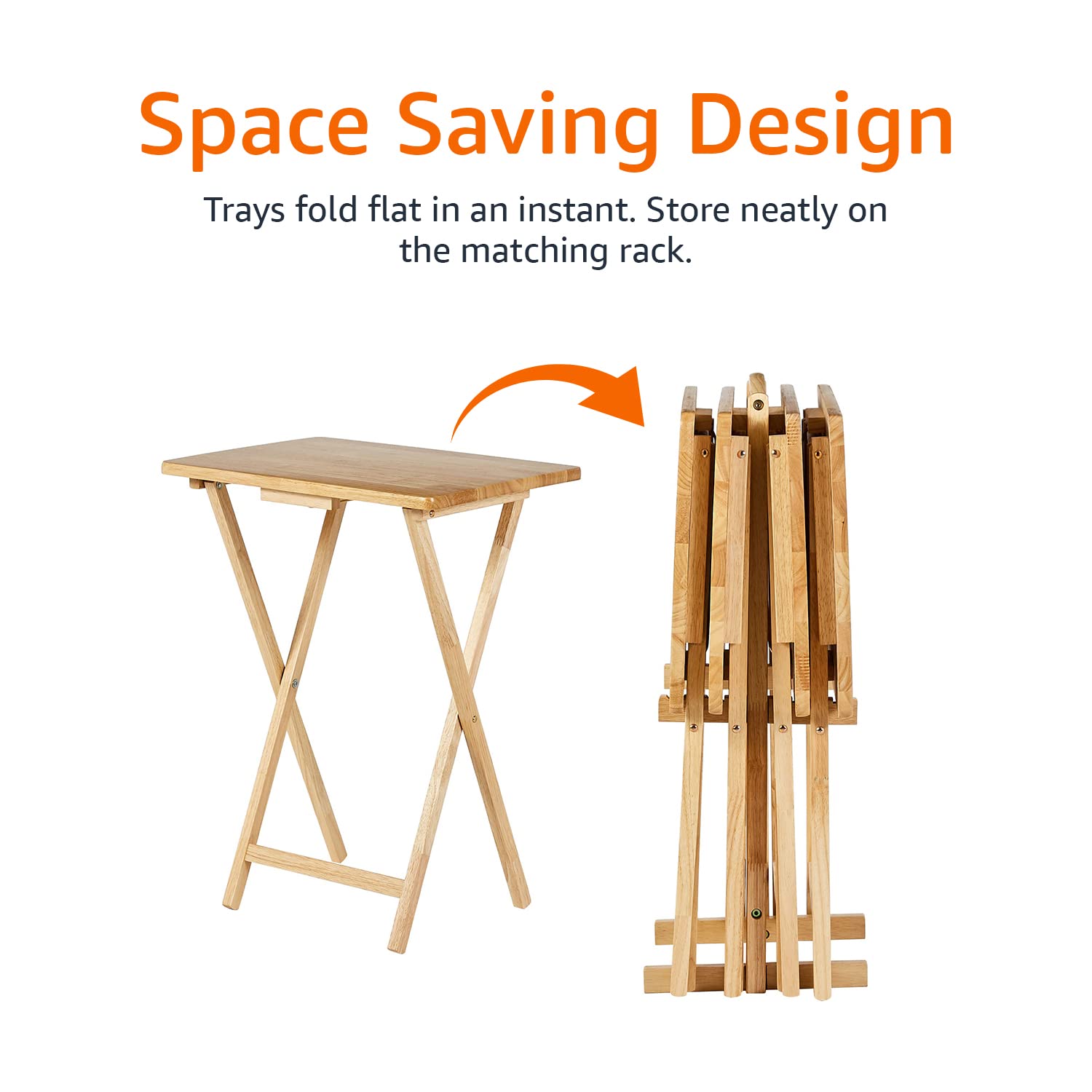 Amazon Basics Tavolini Pieghevoli Legno Set 4 pezzi naturale