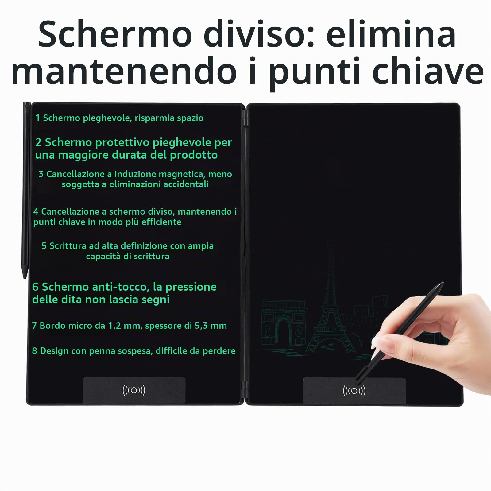 EMEBAY Tablet Scrittura LCD Pieghevole 14,4 Pollici