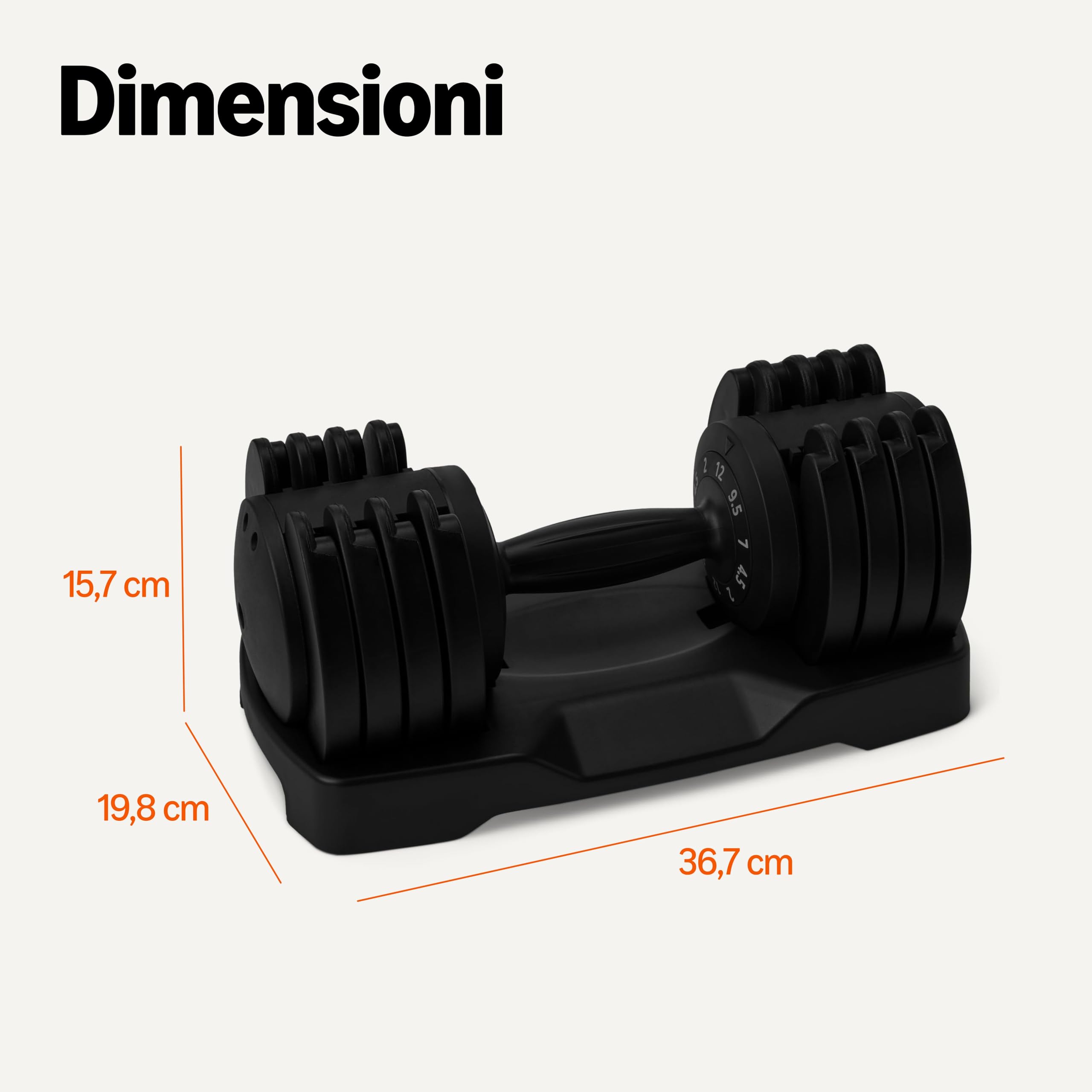 AmazonBasics Manubrio Regolabile Singolo 12 Kg Compatto