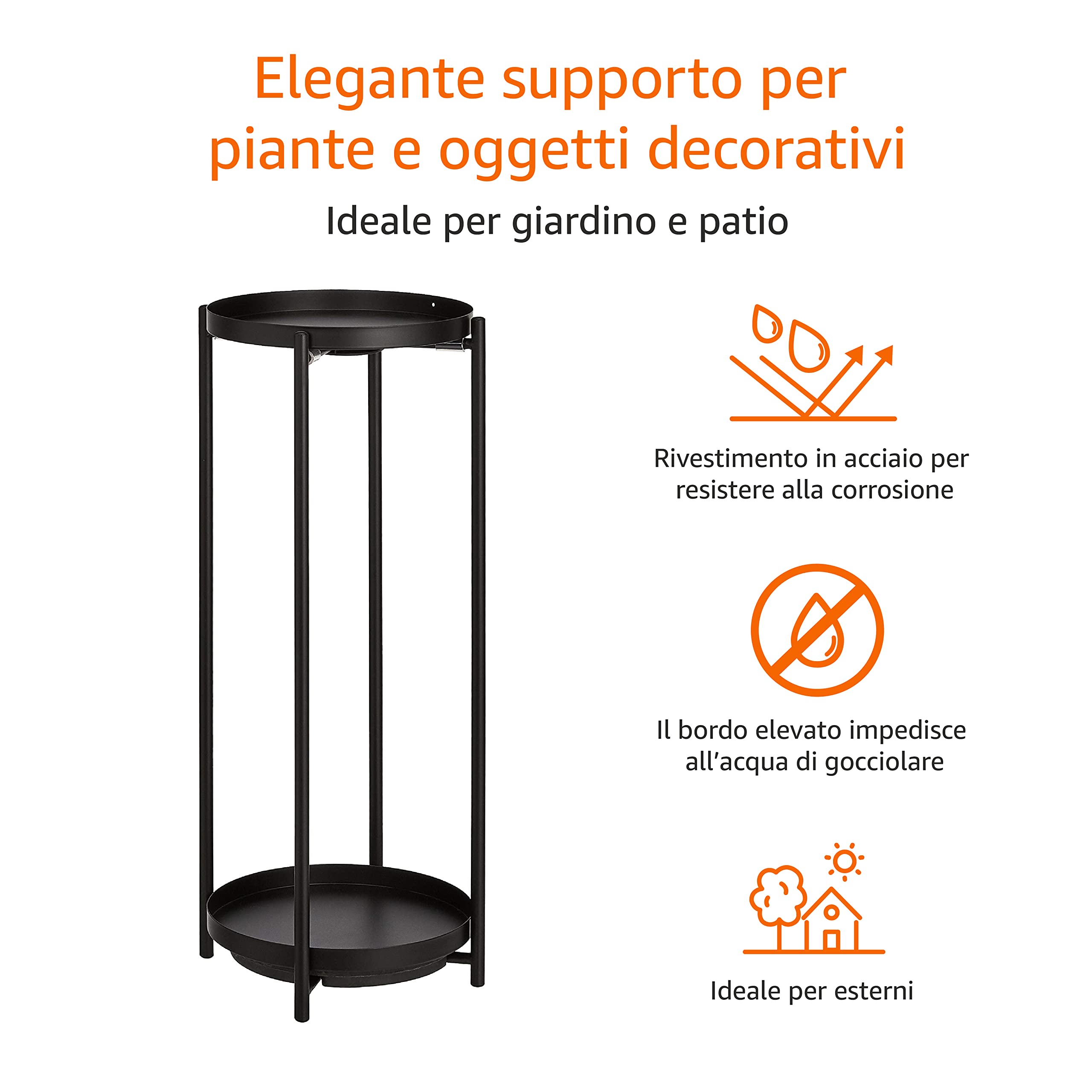 AmazonBasics mobile portapiante rotondo nero acciaio